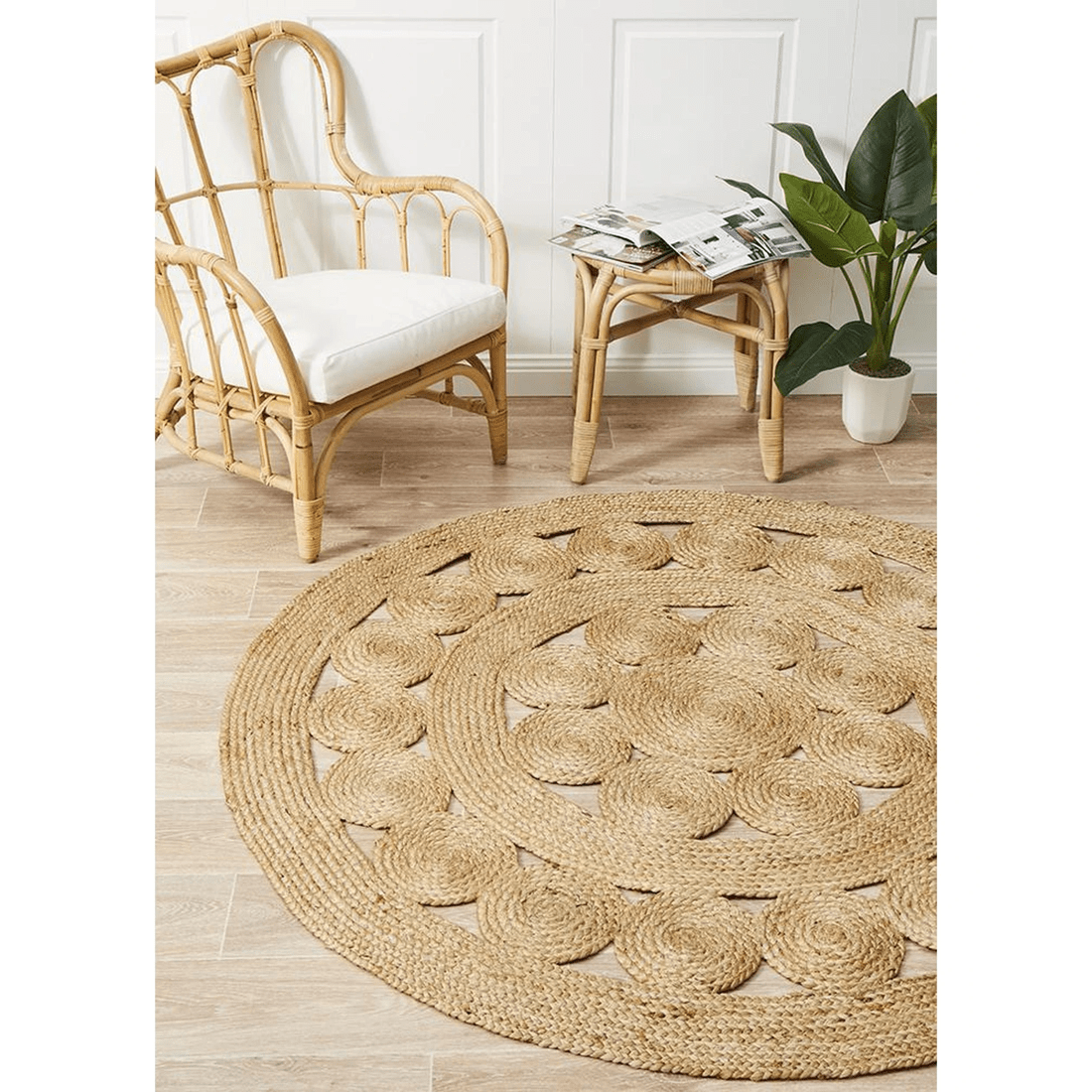 2 Rug Culture Atrium Pilu Natural Jute Rug, Hand-braided Flat-weave, Beige
 - beige, 2 of 6