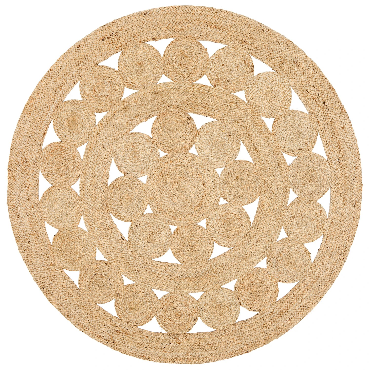 2 Common Ground Rugs Solace Pilu 120x120cm - Small Round Handwoven Jute Rug - Natural, 2 of 6
