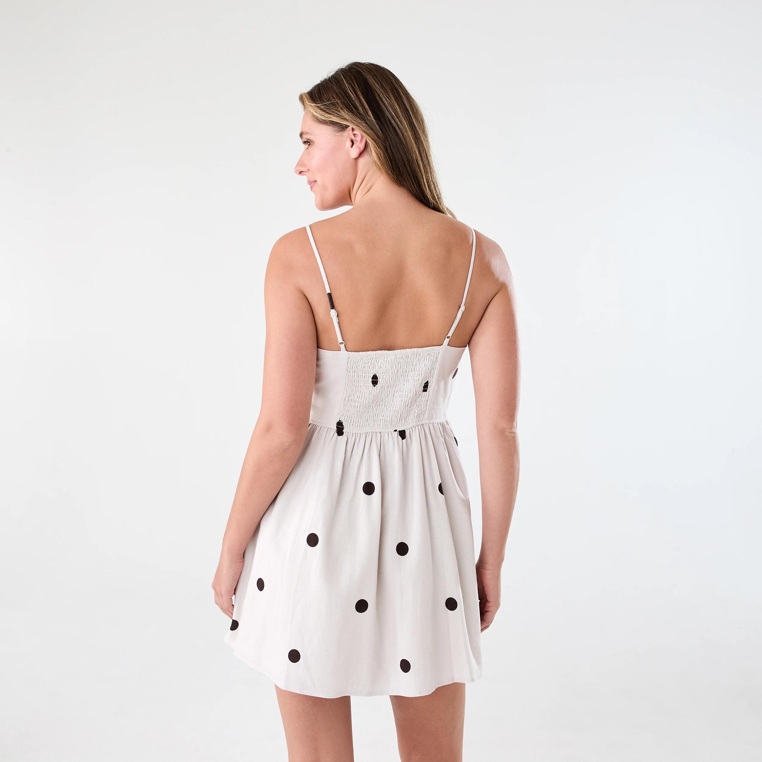 3 Sleeveless Bodice V-Neck Mini Dress Choc Nat, 3 of 9