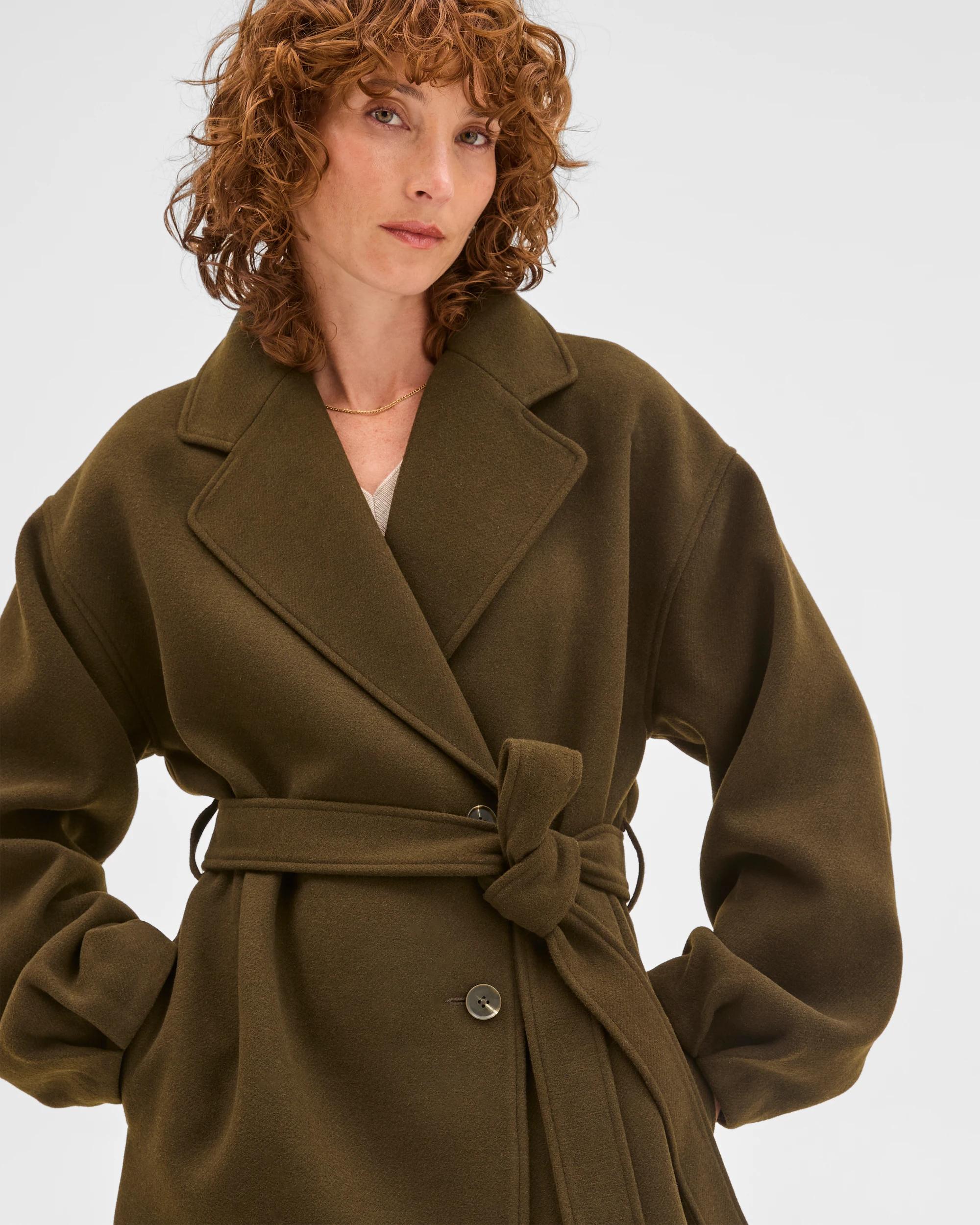 5 Preview Wrap Belted Coat DARK OLIVE, 5 of 10