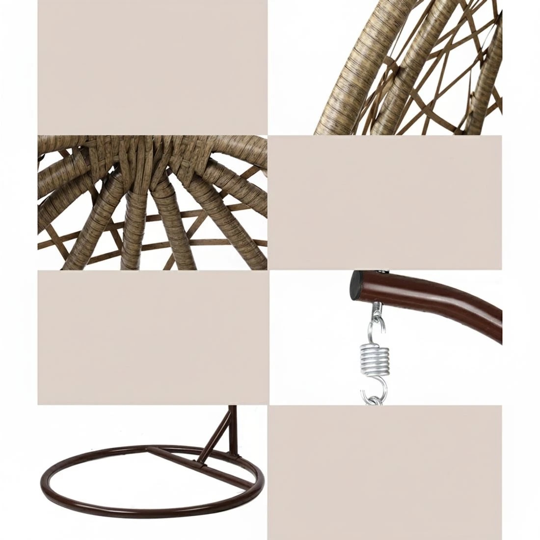 5 Gardeon Outdoor Egg Swing Chair Wicker Rattan Furniture Pod Stand Cushion - Beige, 5 of 6