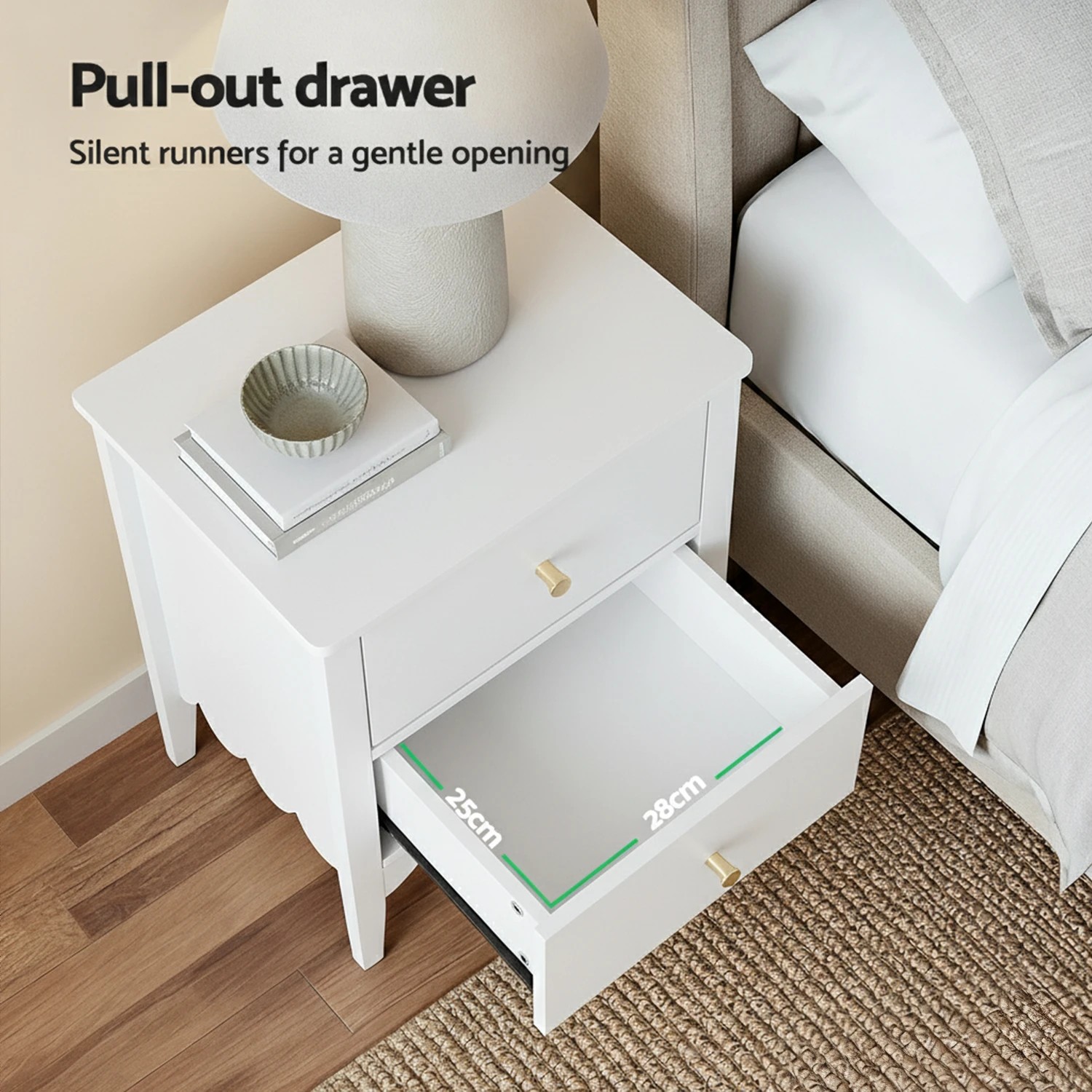 5 Artiss Bedside Table 2 Drawers Bedroom Storage Nightstand - White, 5 of 7