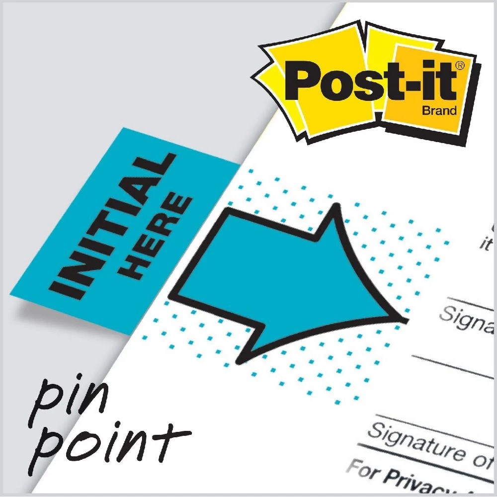 6 Post-it Initial Here Flags 25x43mm Blue 2 Pack, 6 of 6