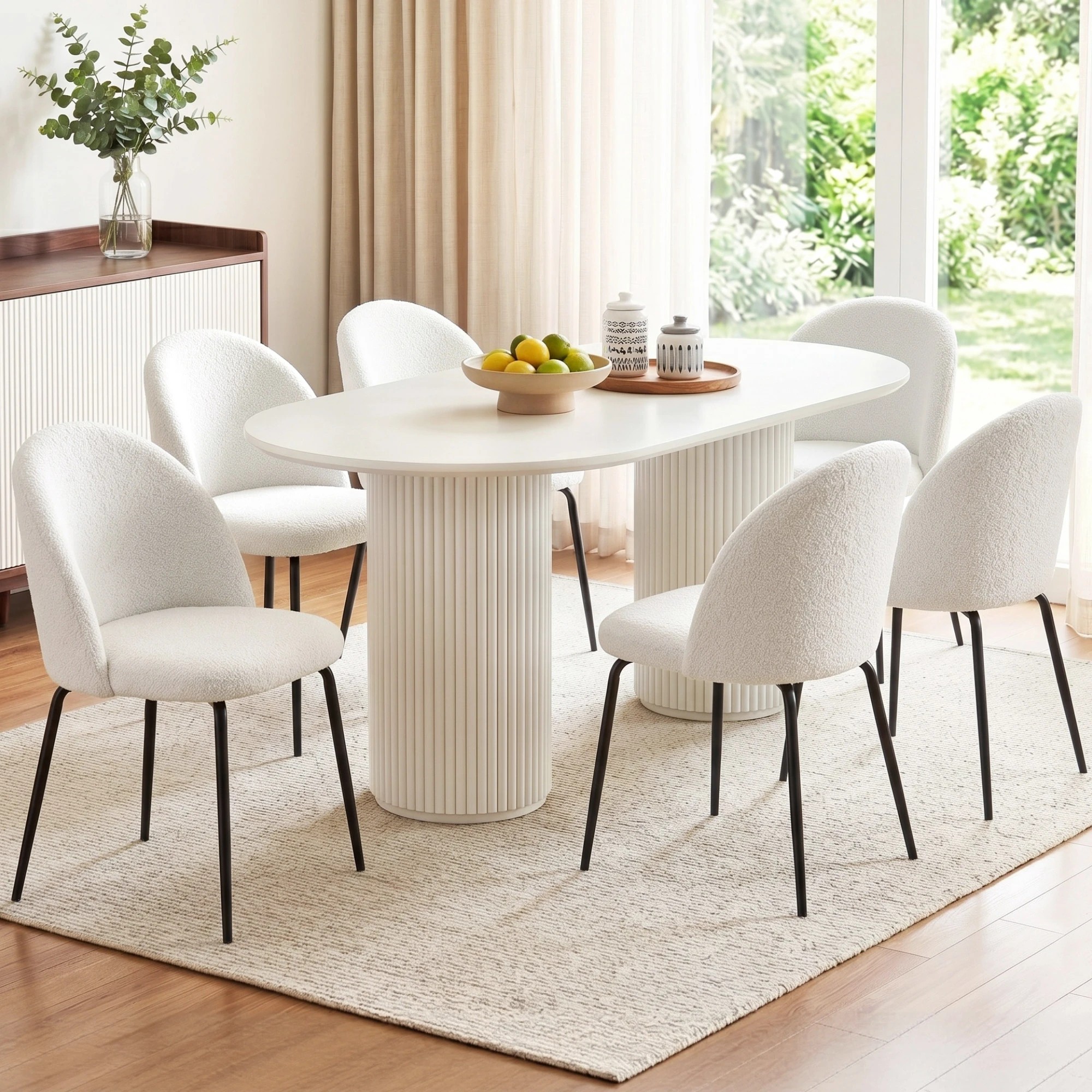 8 Artiss Dining Chairs Set of 6 Sherpa Boucle - White, 8 of 8