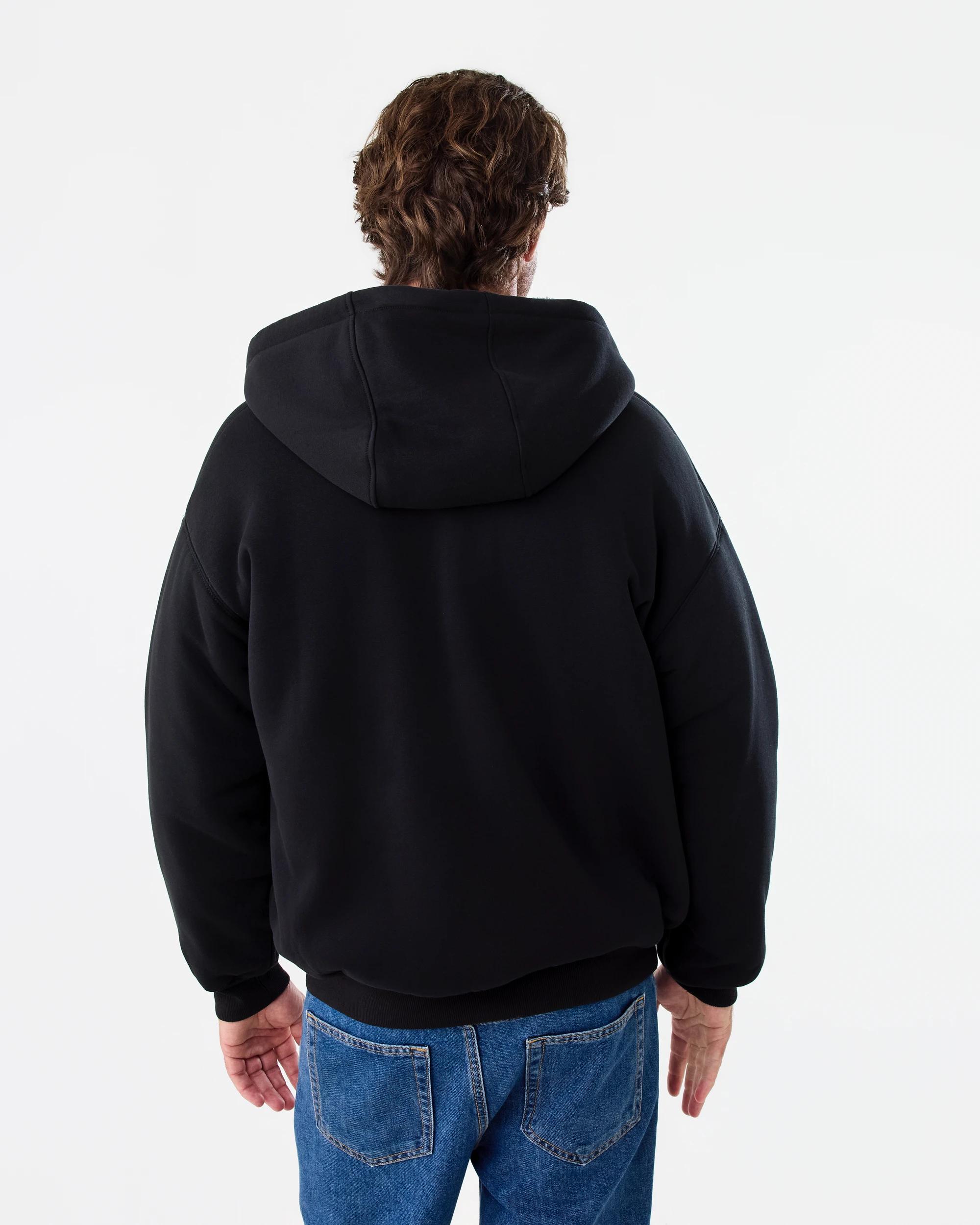4 Sherpa Lined Zip Through Hoodie Black, 4 of 8