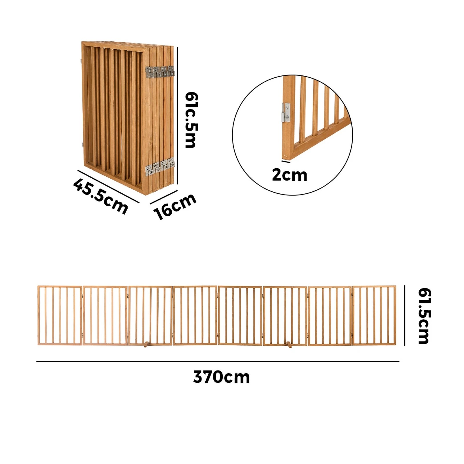2 Alopet Wooden Pet Gate Dog Fence Playpen Safety Stair Barrier 8 Panels - Natural, 2 of 10