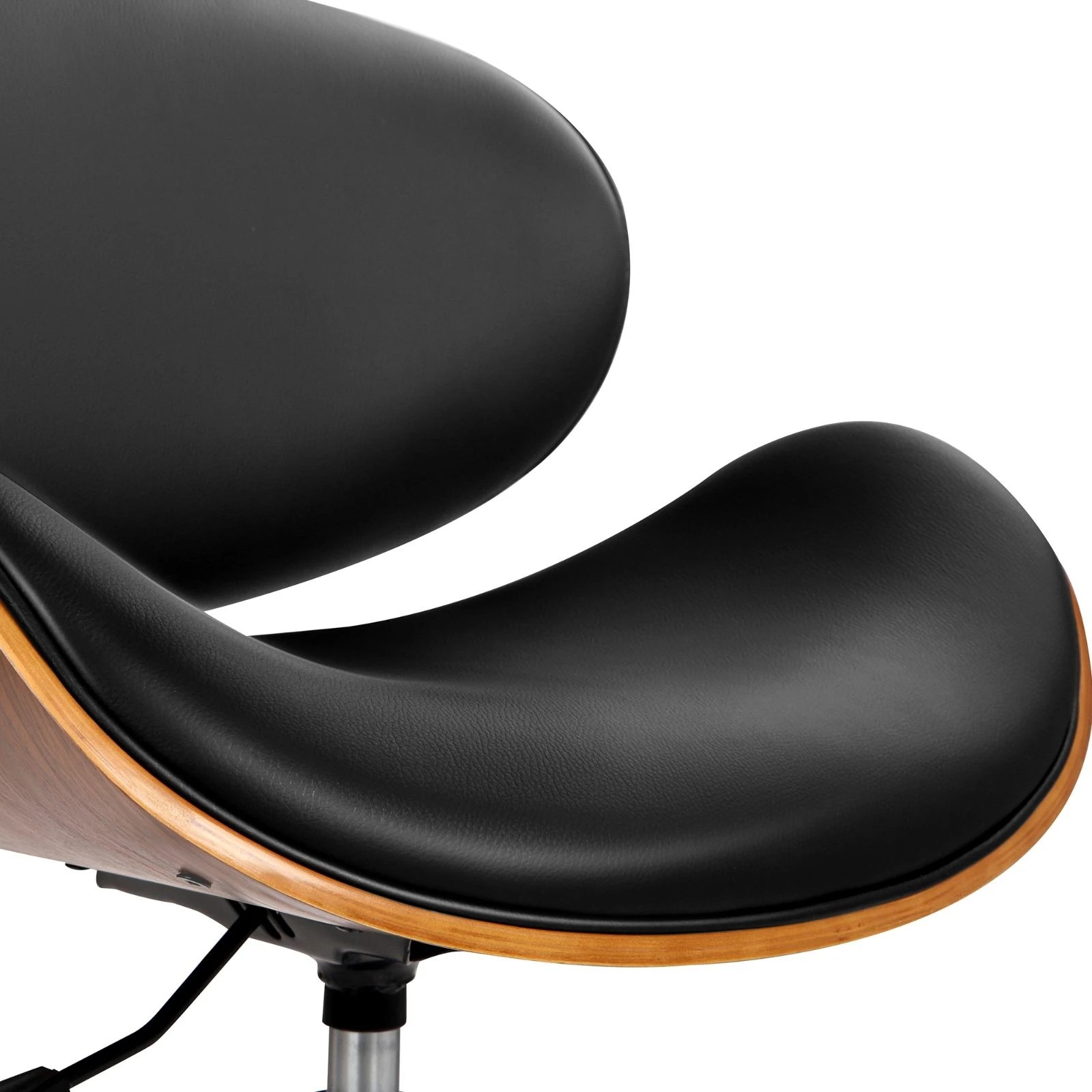 7 Alfordson Wooden Office Chair Computer Chairs Bentwood Seat Leather - Black, 7 of 10