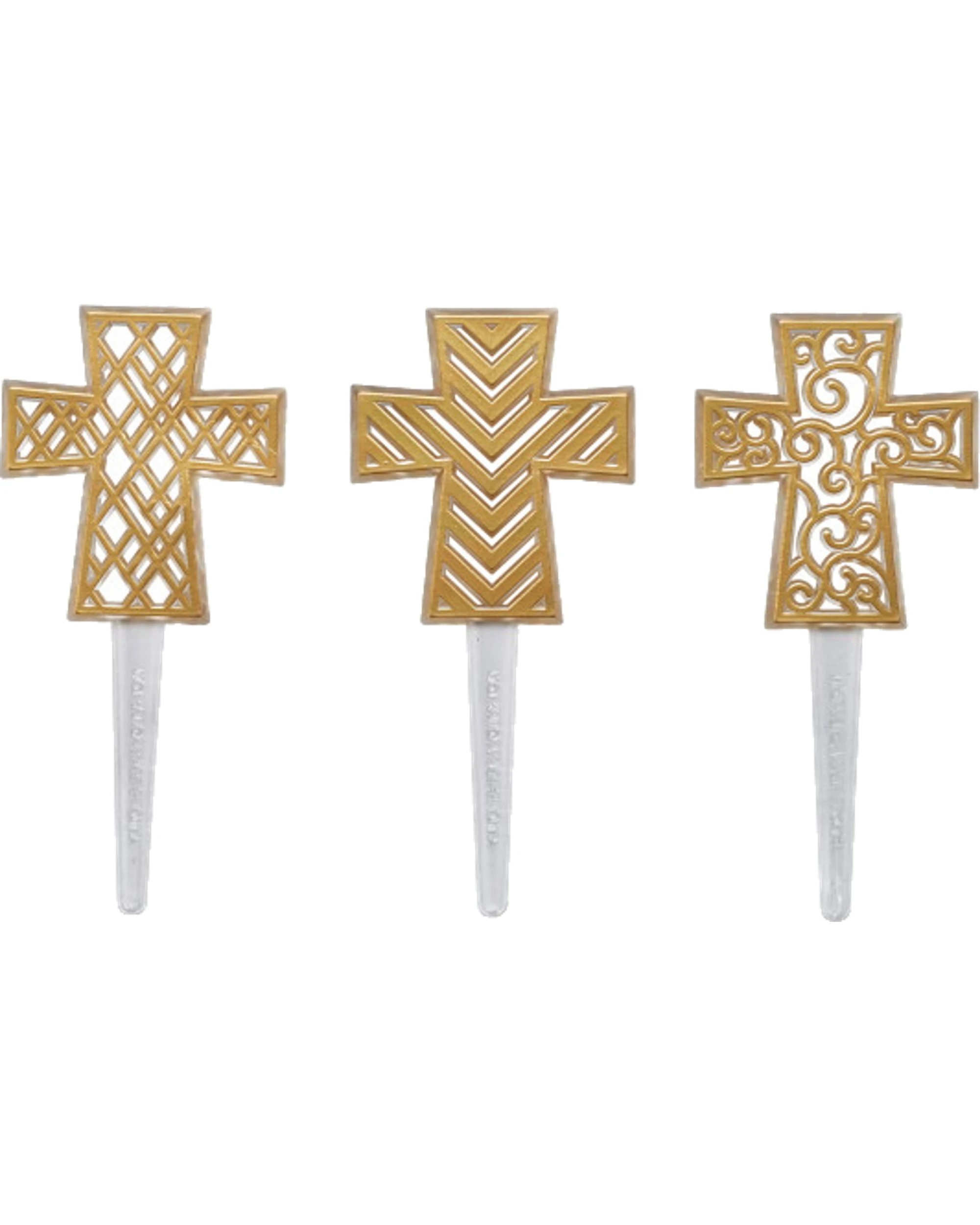 2 DecoPac Gold Ornate Cross Plastic Picks Pack of 12 - Gold, 2 of 2