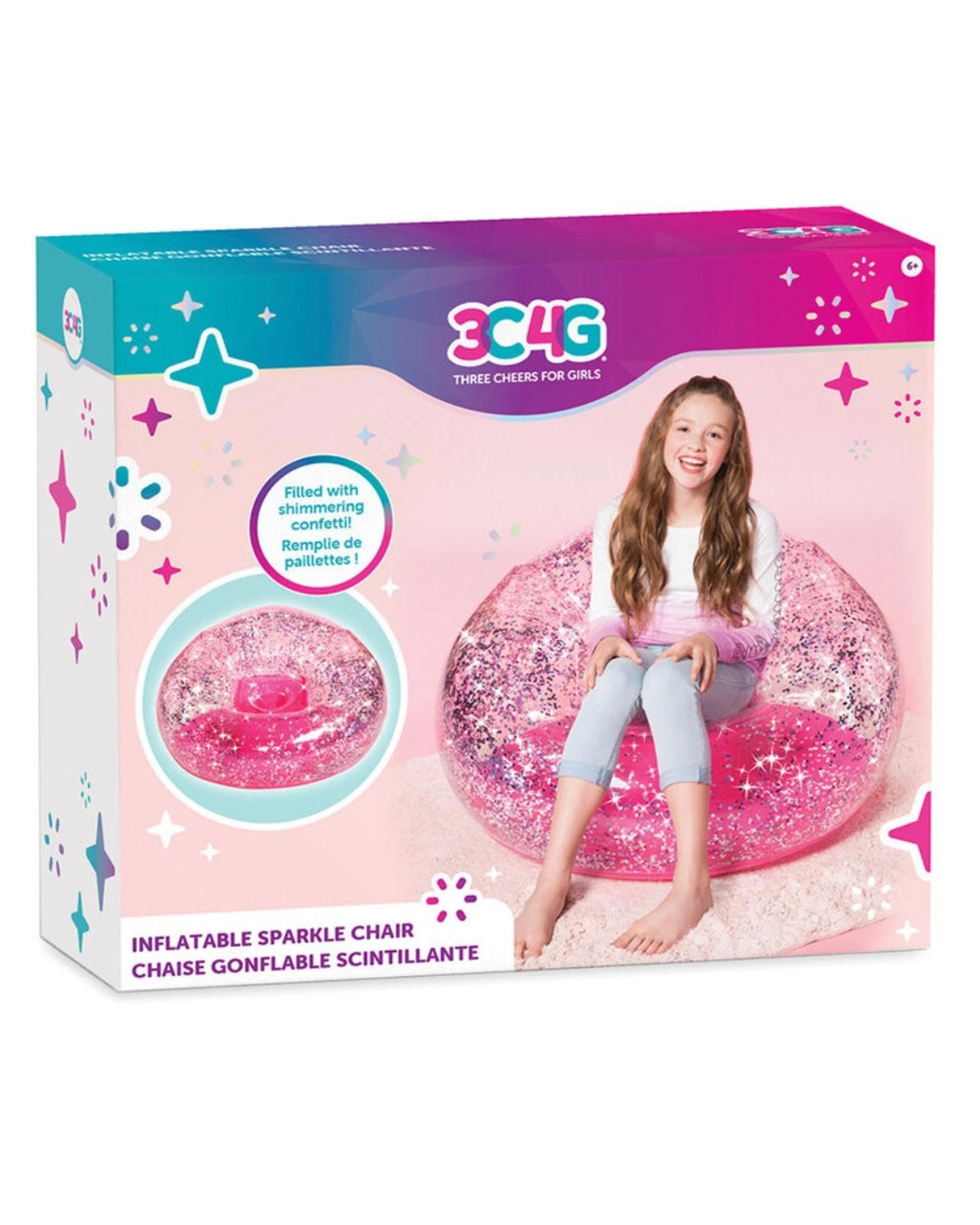 1 3C4G Pink Confetti Glitter Inflatable Chair - Pink, 1 of 3