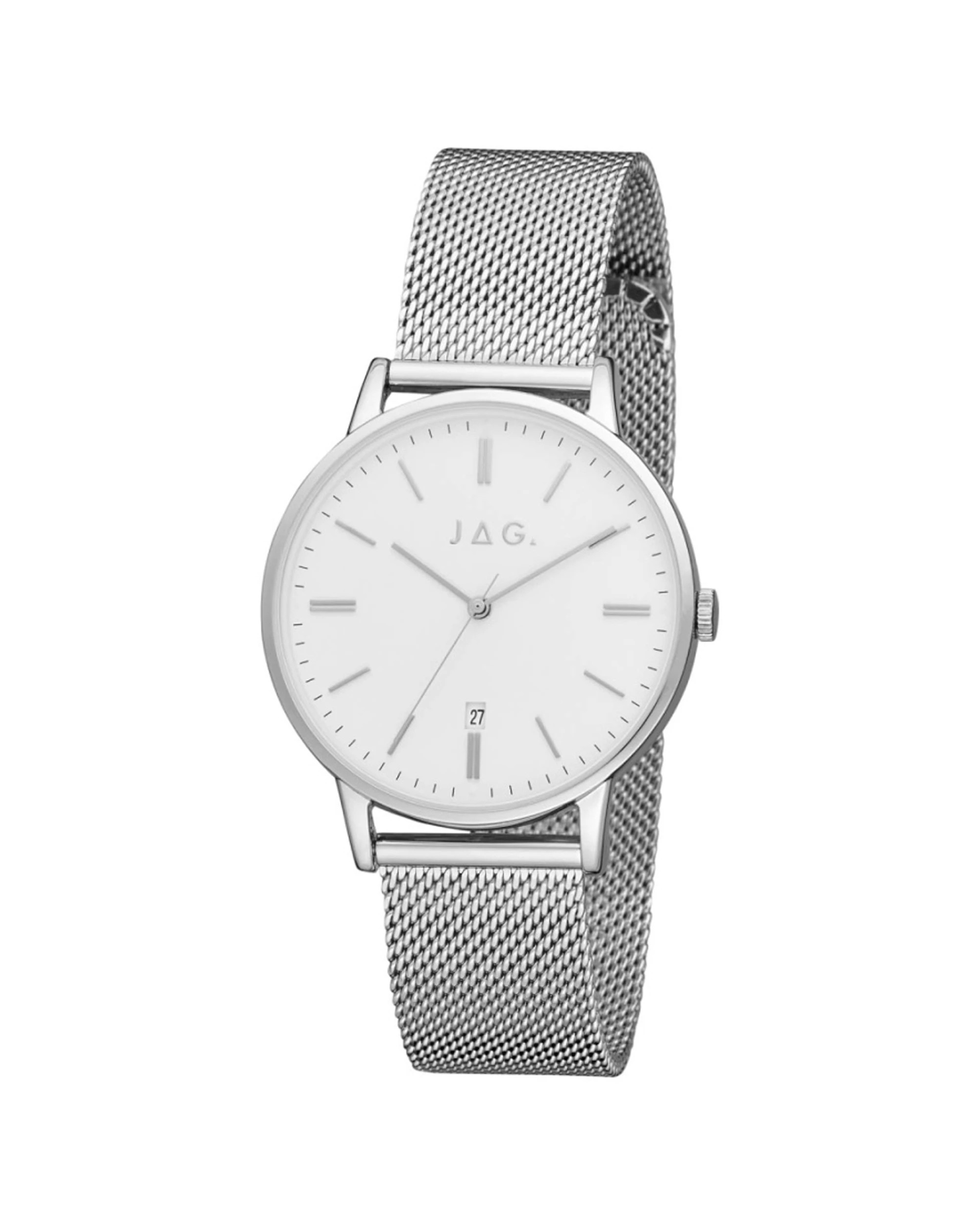 2 JAG Lawrence Silver Stainless Steel Bracelet Band 38mm Watch 3 ATM Water Resistant, 2 of 3
