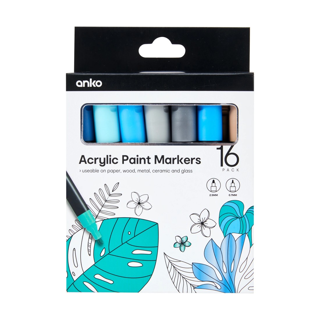 1 16 Pack Acrylic Paint Markers - Tonal Blue, 1 of 8