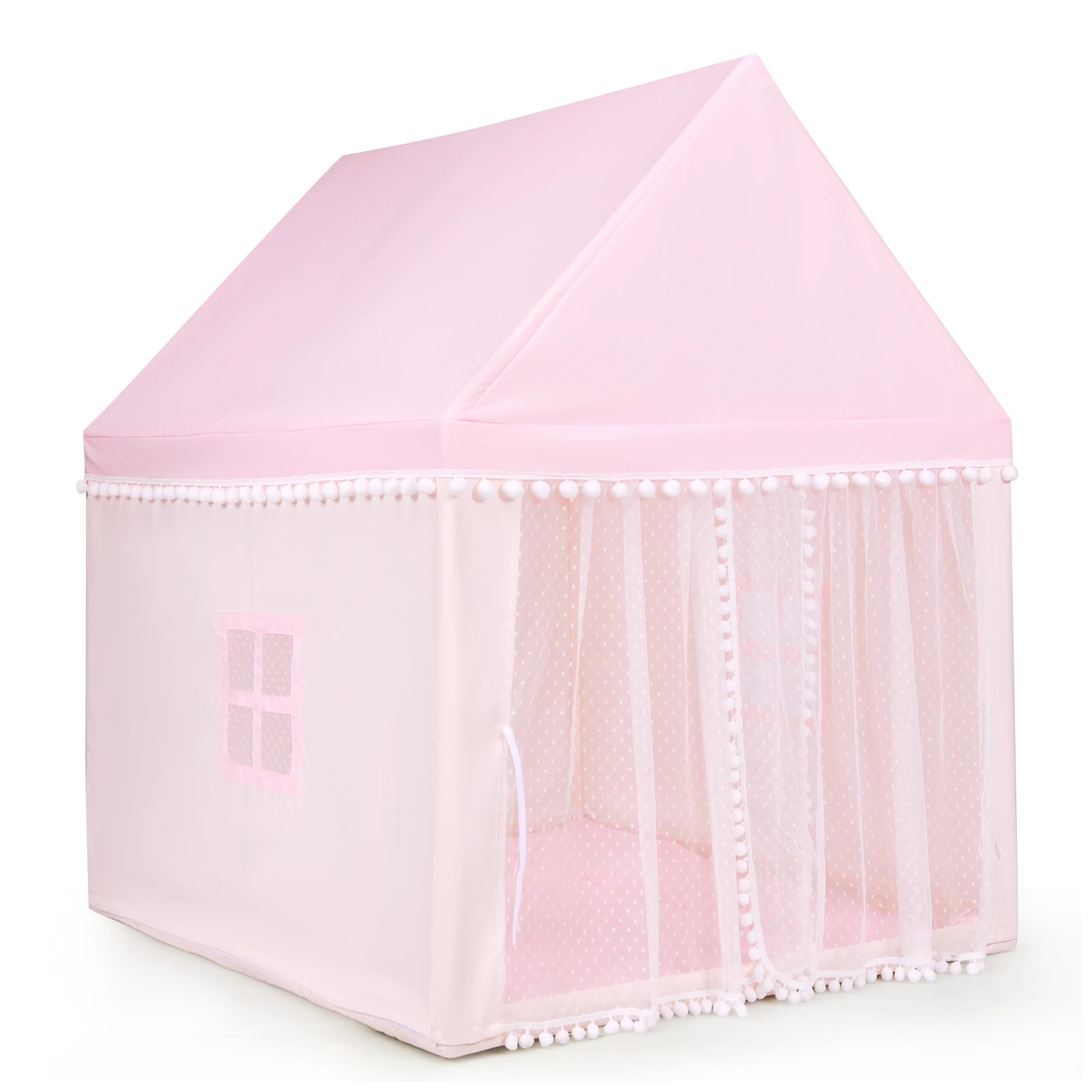 1 Costway Kids Play Tent Princess Castle w/Mat Pink, 1 of 3