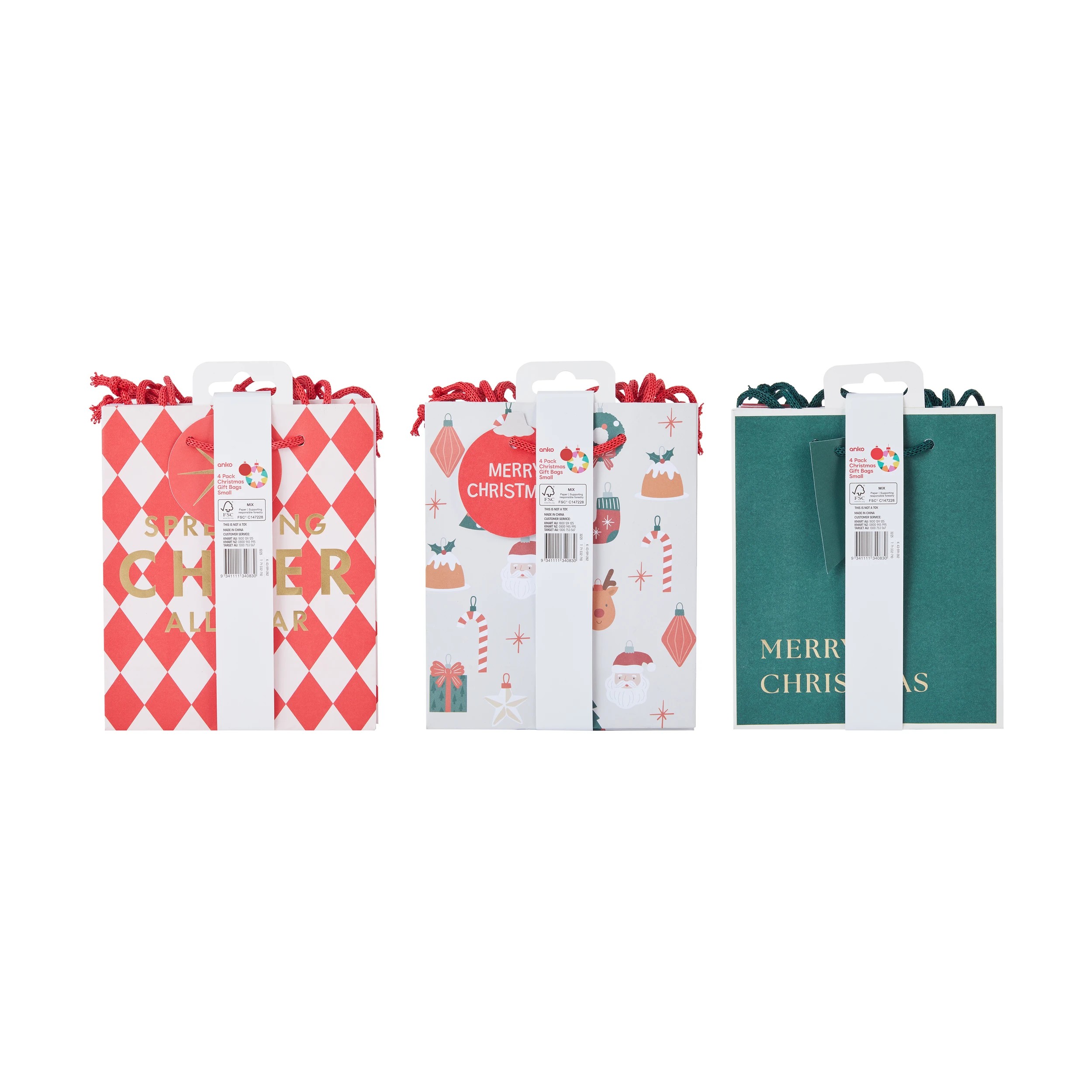 7 4 Pack Christmas Gift Bags - Small, Assorted, 7 of 7