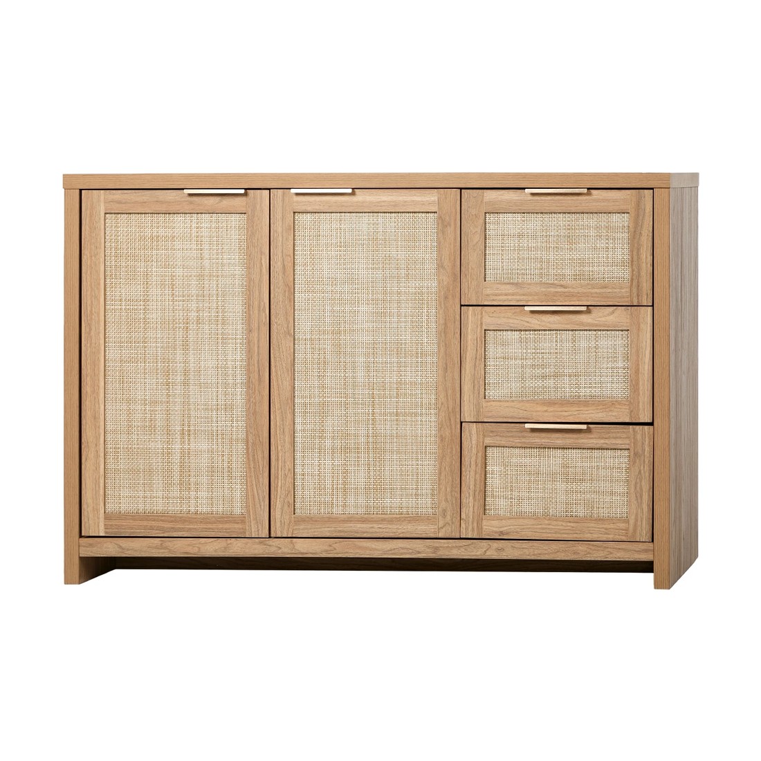 1 Oikiture Rattan Buffet Sideboard Storage Cabinet 3 Drawers - Natural, 1 of 10