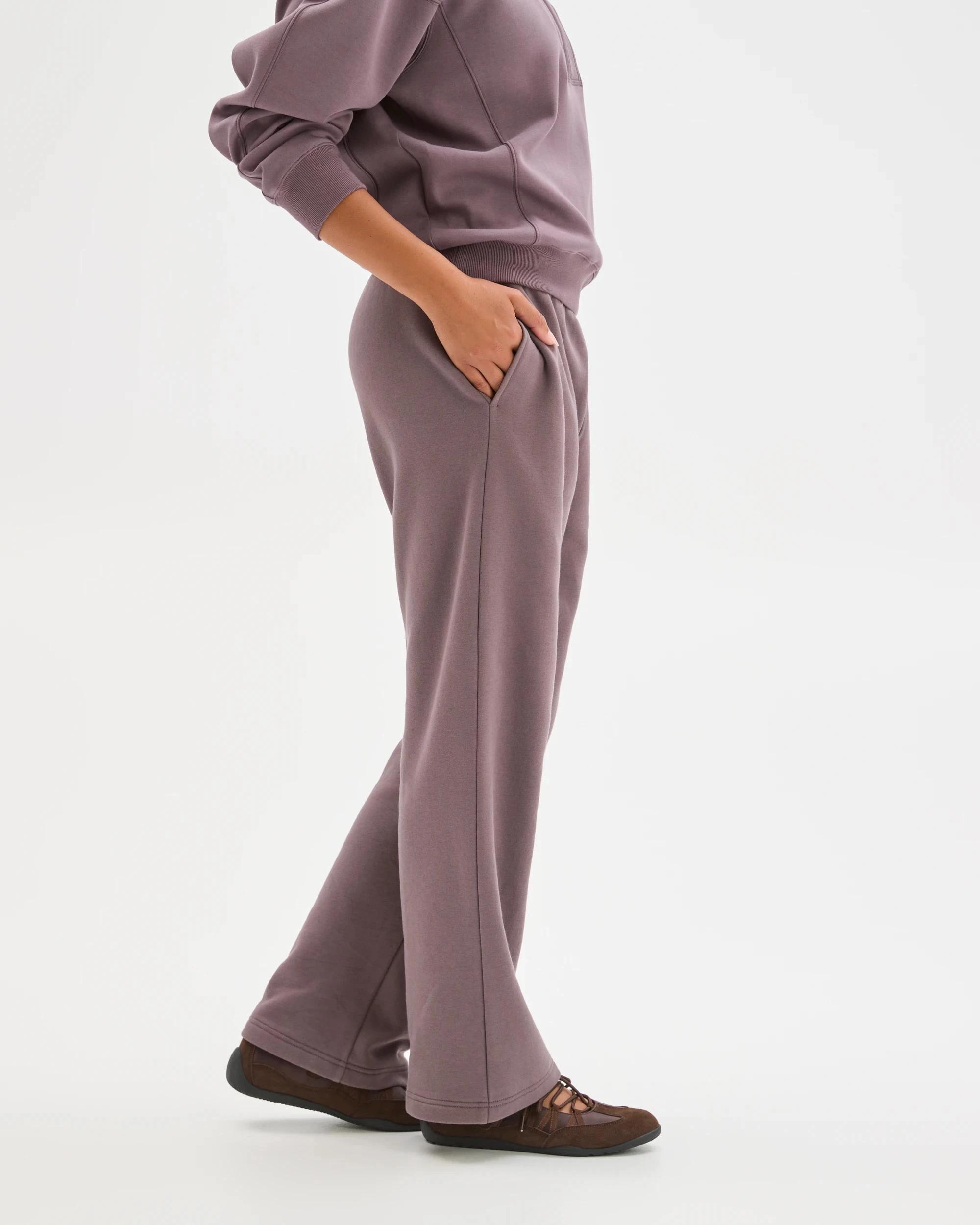 5 Target Active Active Australian Cotton Blend Straight Leg Fleece Trackpants PLUM, 5 of 6