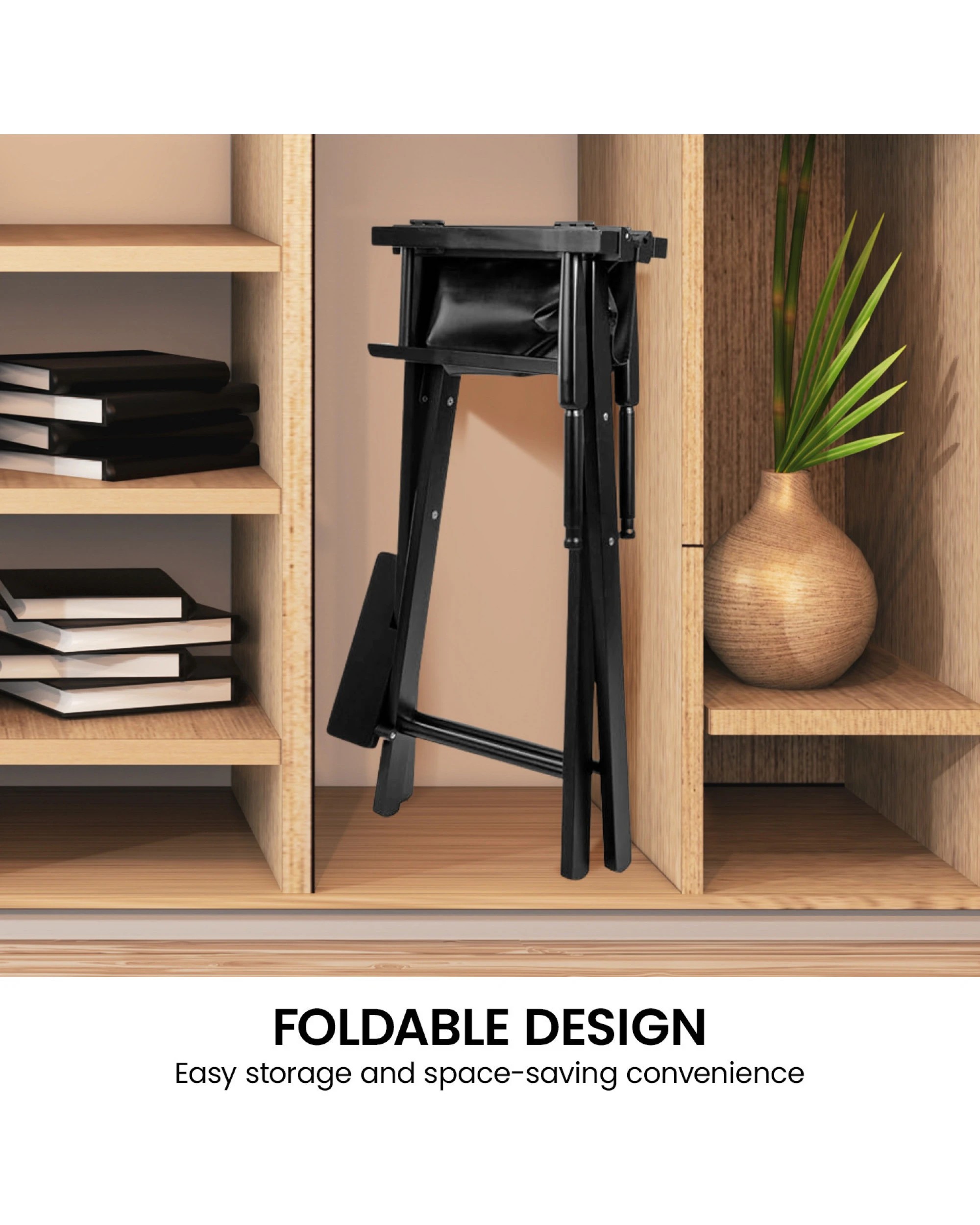 5 Sarantino Black Tall Directors Chair Beech Wood Frame With Canvas Seat, 5 of 9