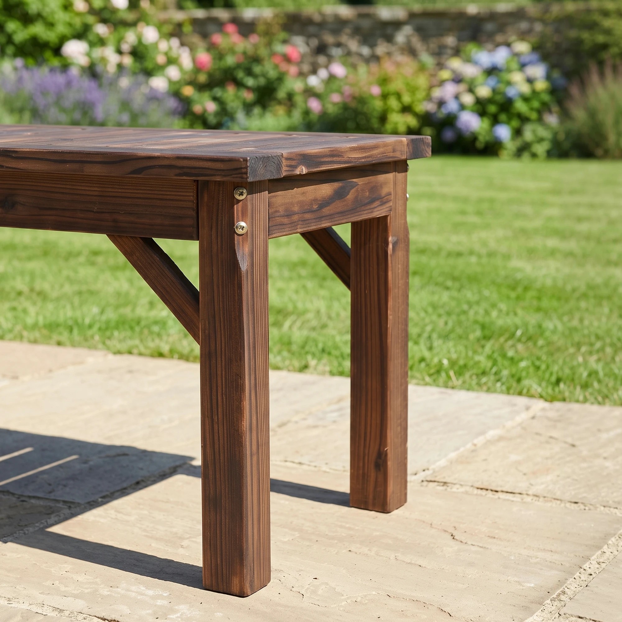 6 Gardeon Garden Benches Garden Seating Backless Timber Seat 150cm - Charcoal, 6 of 8