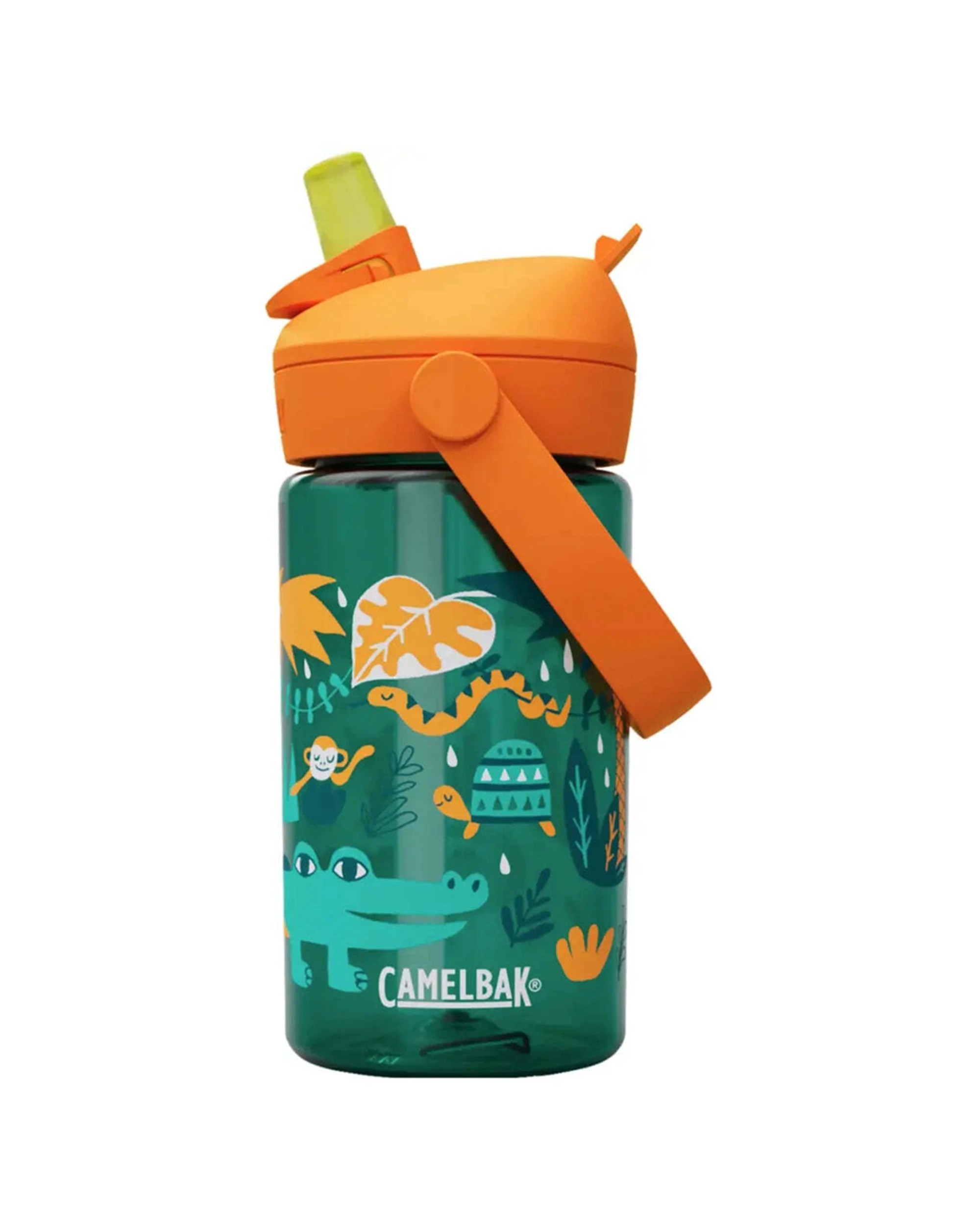 1 CamelBak Kids Thrive Flip Straw 400ml Drink Bottle Leakproof Jungle Animals - Green, 1 of 4