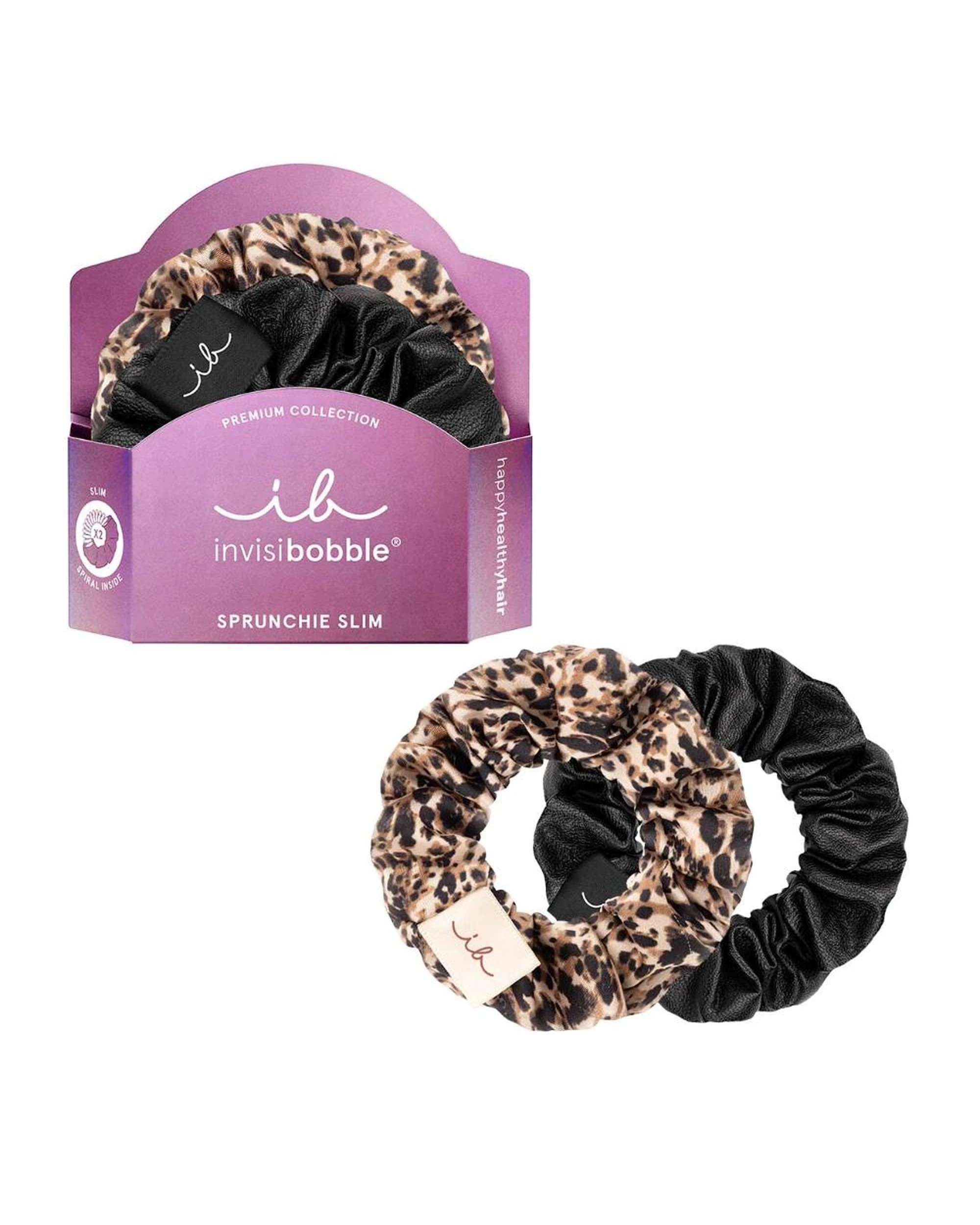1 Invisibobble Sprunchie Slim Premium Spiral Scrunchie 2Pk - Leo Is The New Black - Multi, 1 of 1