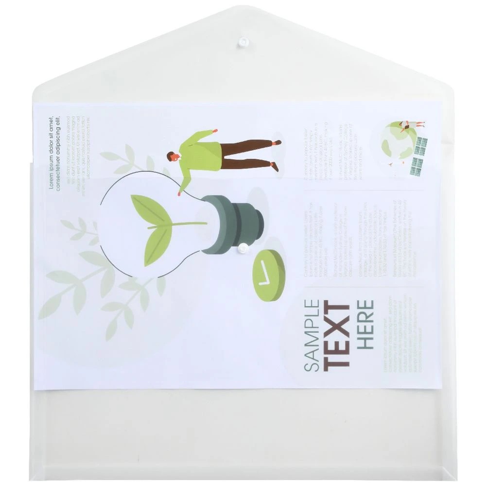 2 J.Burrows A3 Button Document Wallet Clear, 2 of 3