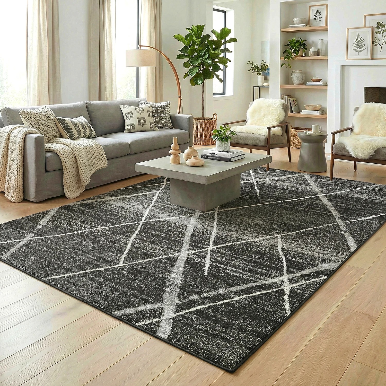 1 Common Ground Rugs Bluebay 452 290x200 cm Rug - Charcoal, 1 of 7