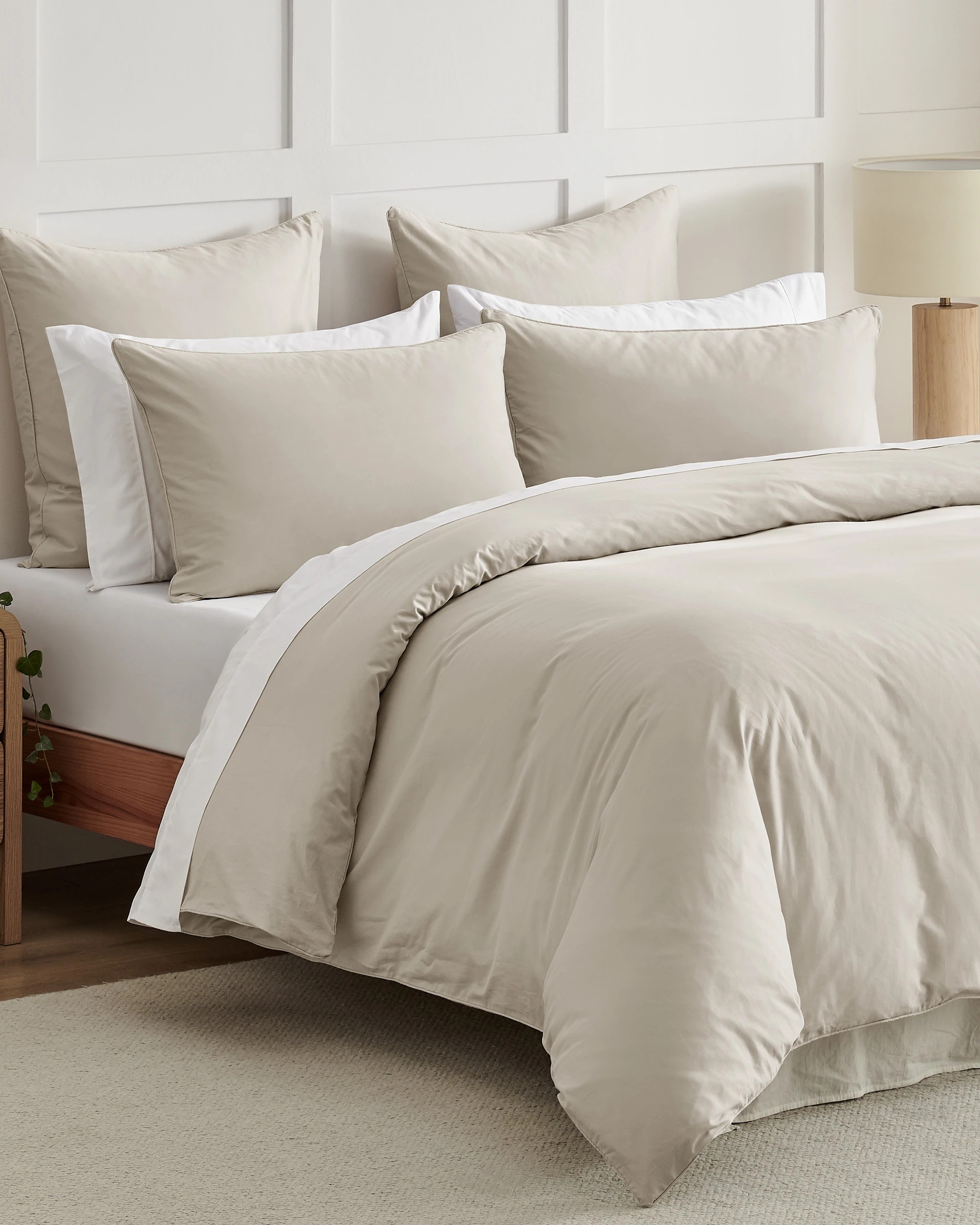 2 Dreamaker 400TC Premium Cotton Sateen Piped Quilt Cover Set - Single Bed - Oatmeal, 2 of 10