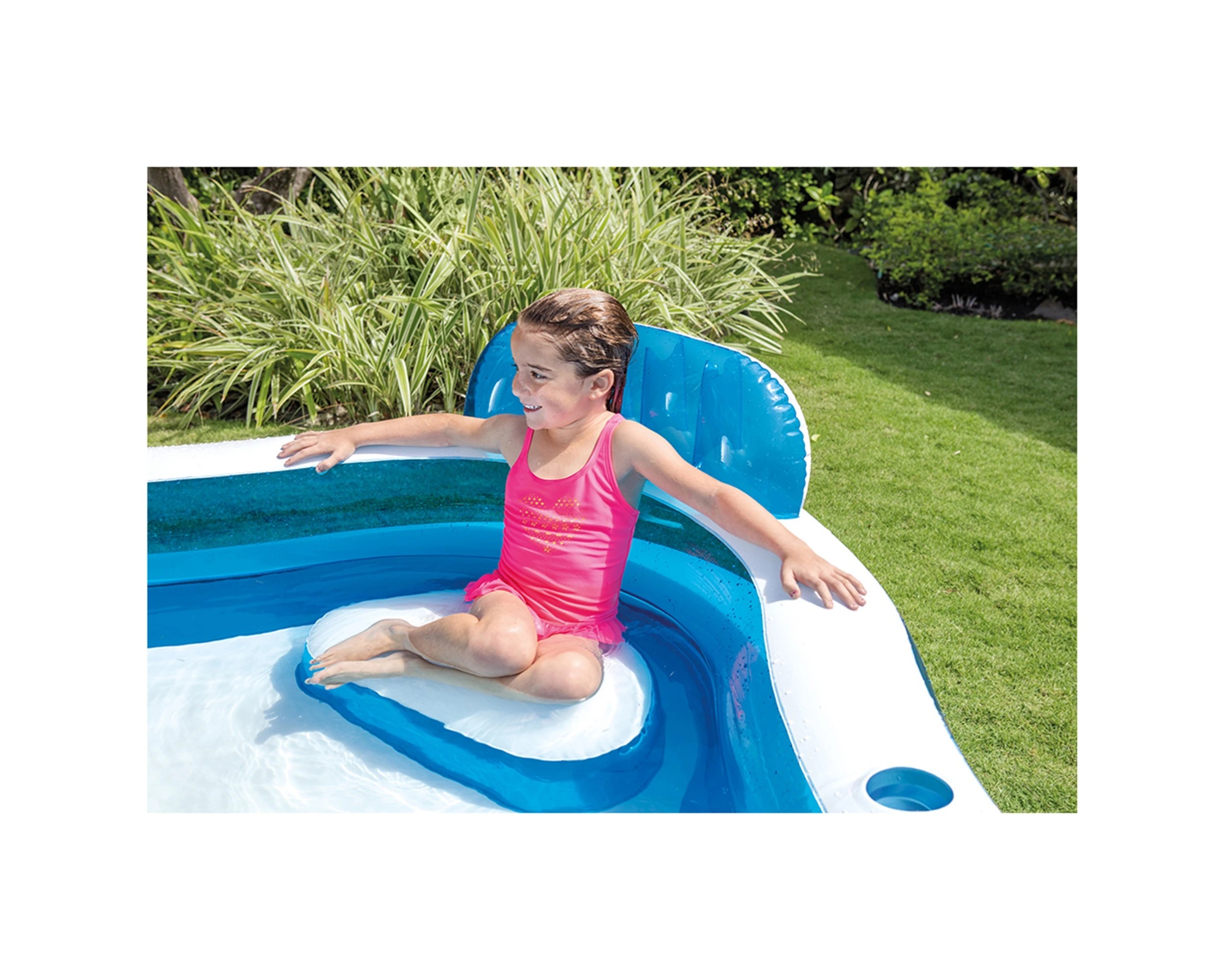 3 Intex Swim Centre Family Pool Lounge Inflatable Pool 90 Inch 4 Seats 2 Holders - Blue, 3 of 4