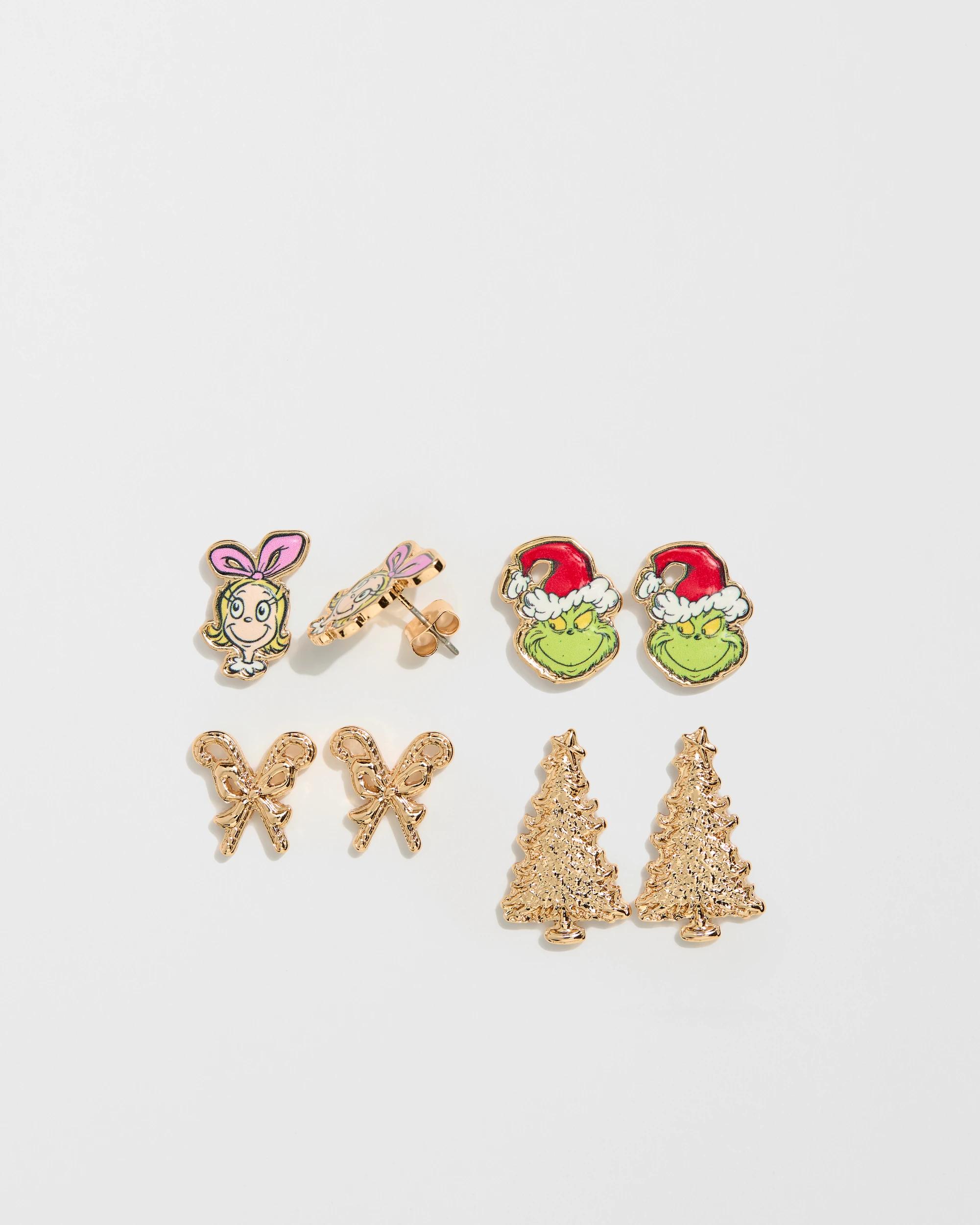 2 The Grinch 4 Pack Christmas Stud Earrings MULTI, 2 of 3