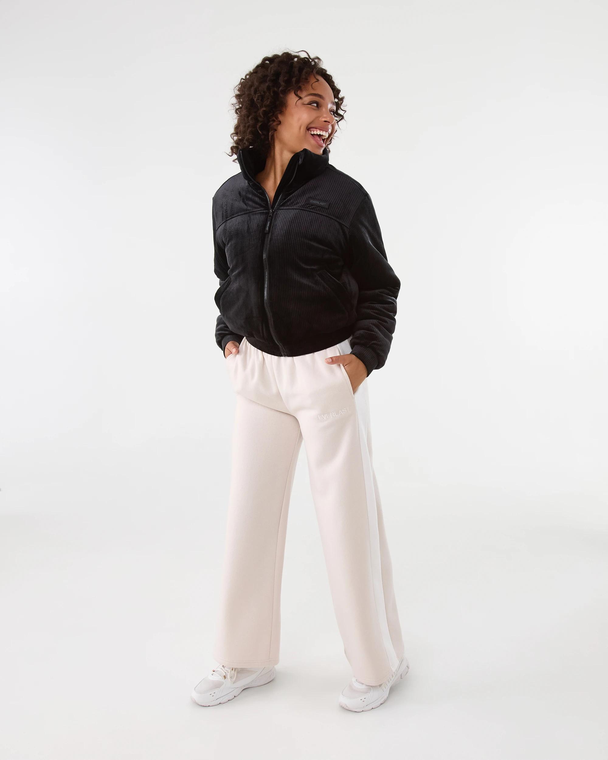 4 Everlast Womens Ribbed Velour Jacket Black, 4 of 8