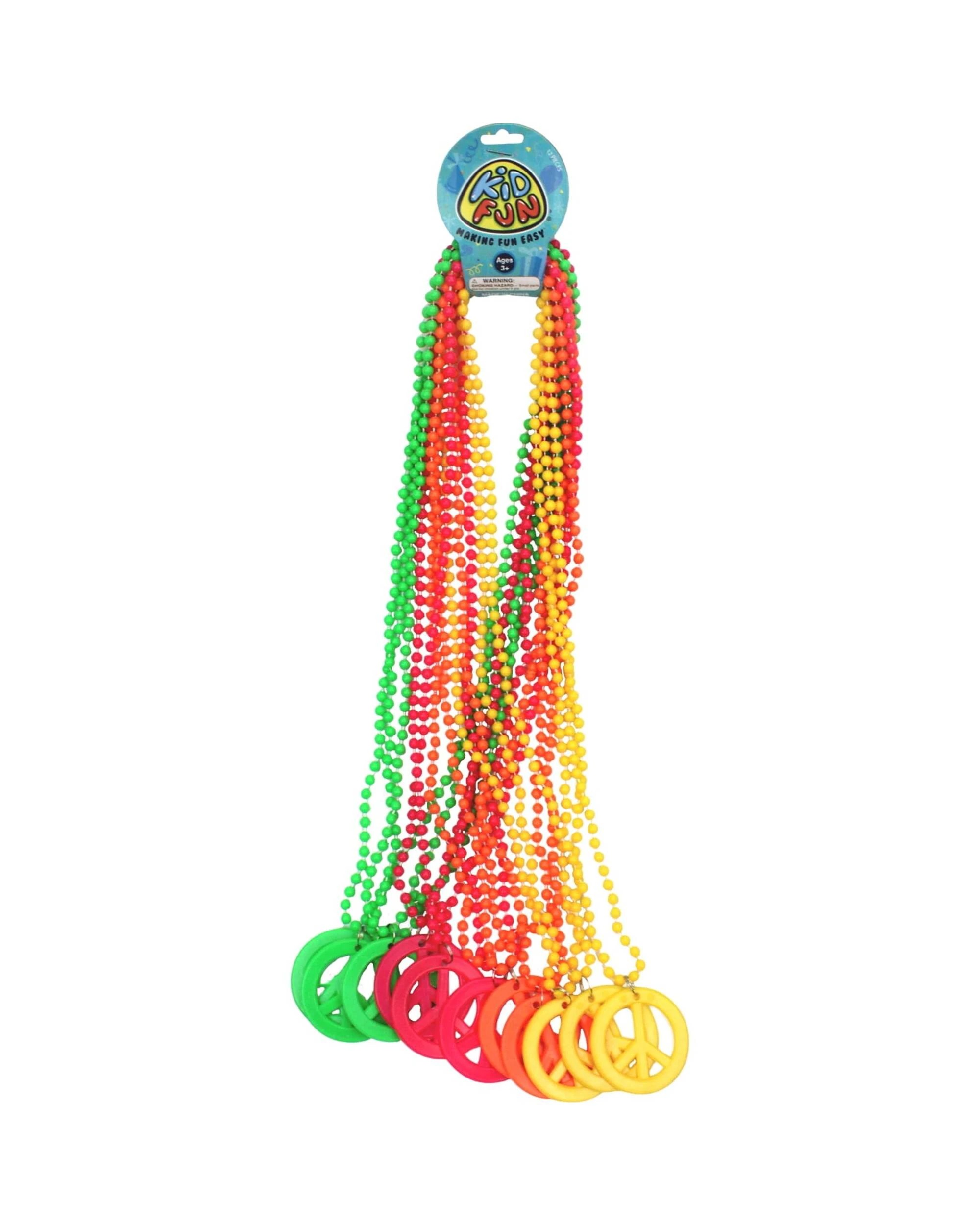 1 US Toy Neon Peace Sign Necklaces Pack of 12 - One Size - Multi, 1 of 1