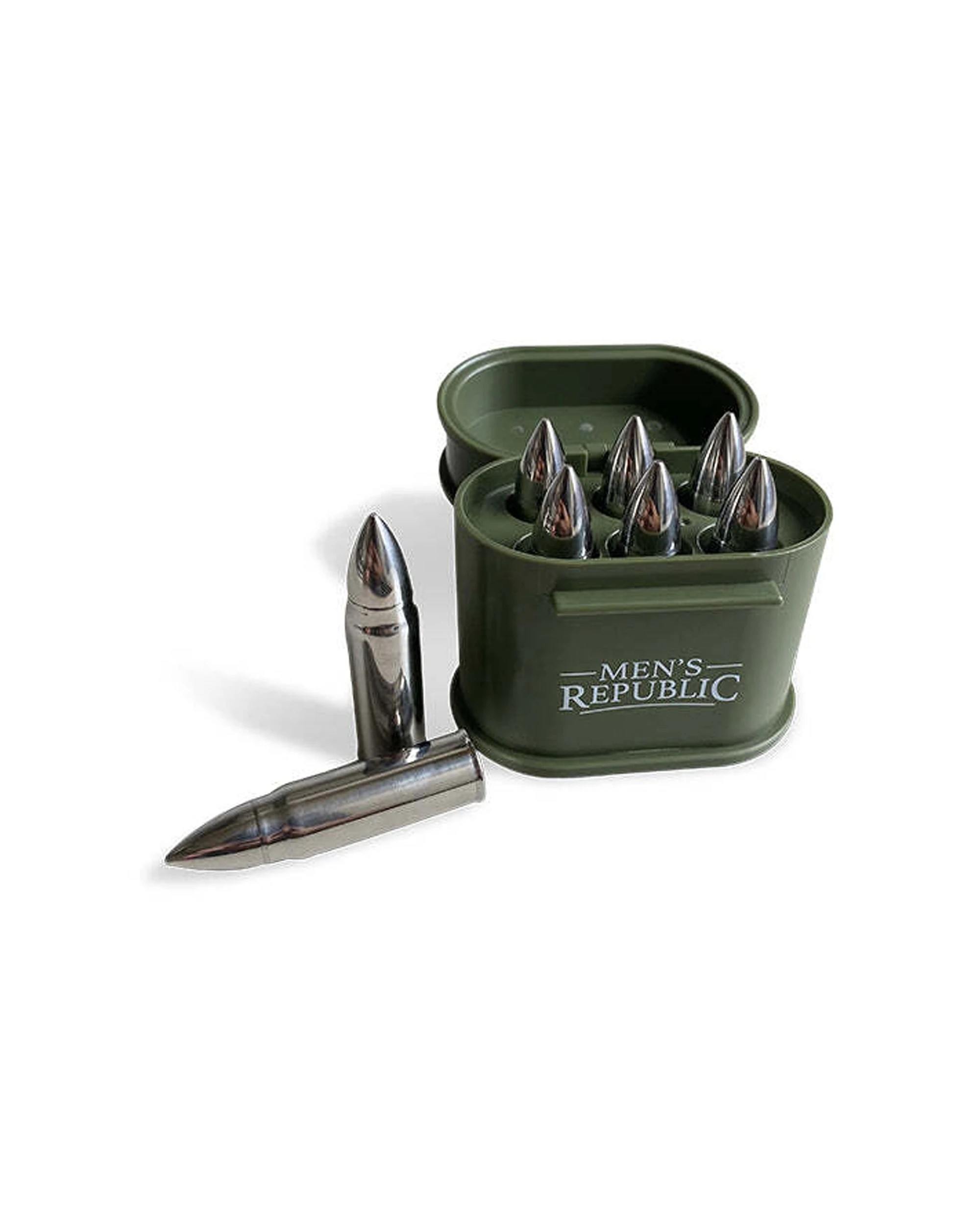 2 Mens Republic 6Pc Bullet Ice Stones Stainless Steel Drink Cooling Reusable Ammo Style Box - Gift Set - Metallic, 2 of 6