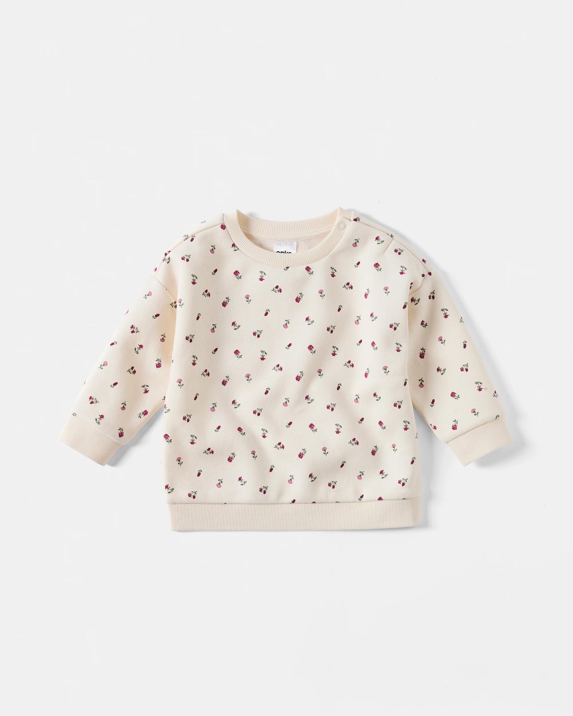 1 Drop Shoulder Sweatshirt Beig Flrl, 1 of 3