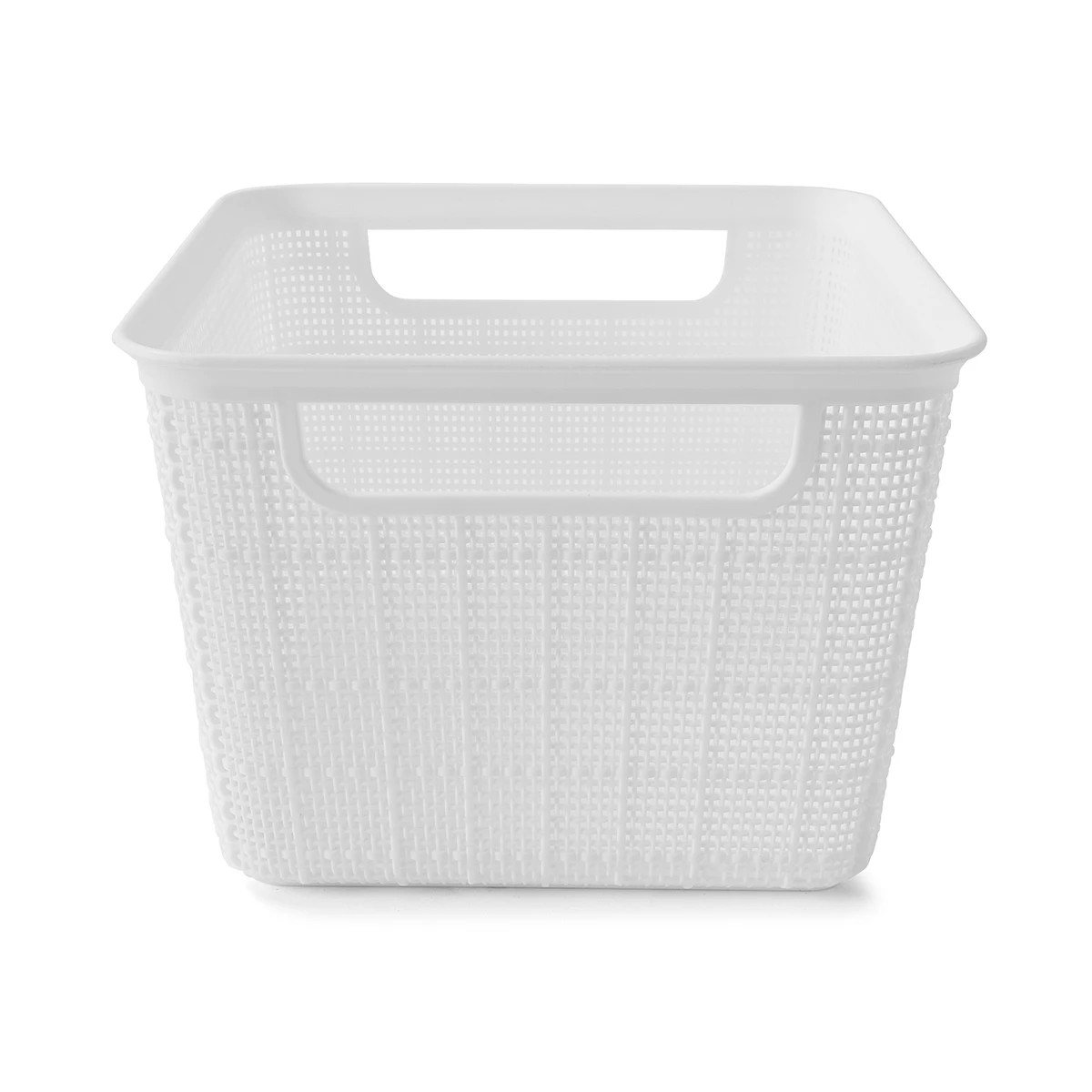6 3.5L Linen Weave Square Basket - White, 6 of 8