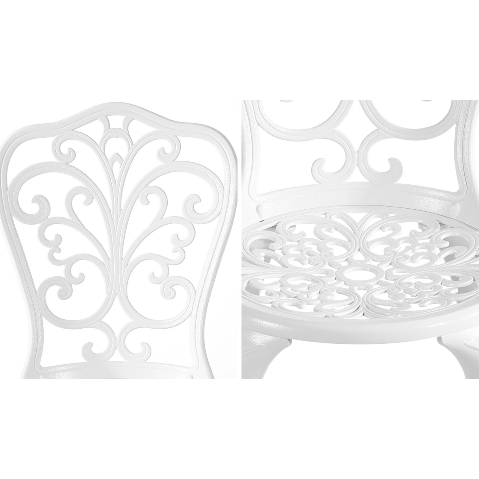 4 Livsip Bistro Outdoor Setting Chairs Table Patio Dining 3pcs Set Cast Aluminium
 - White, 4 of 10