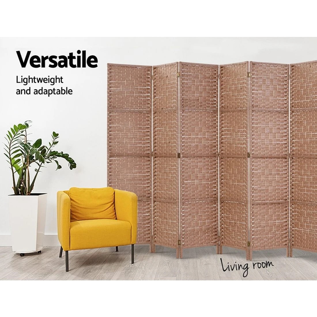 6 Artiss 8 Panel Room Divider Screen 326x170cm Woven - Natural, 6 of 7
