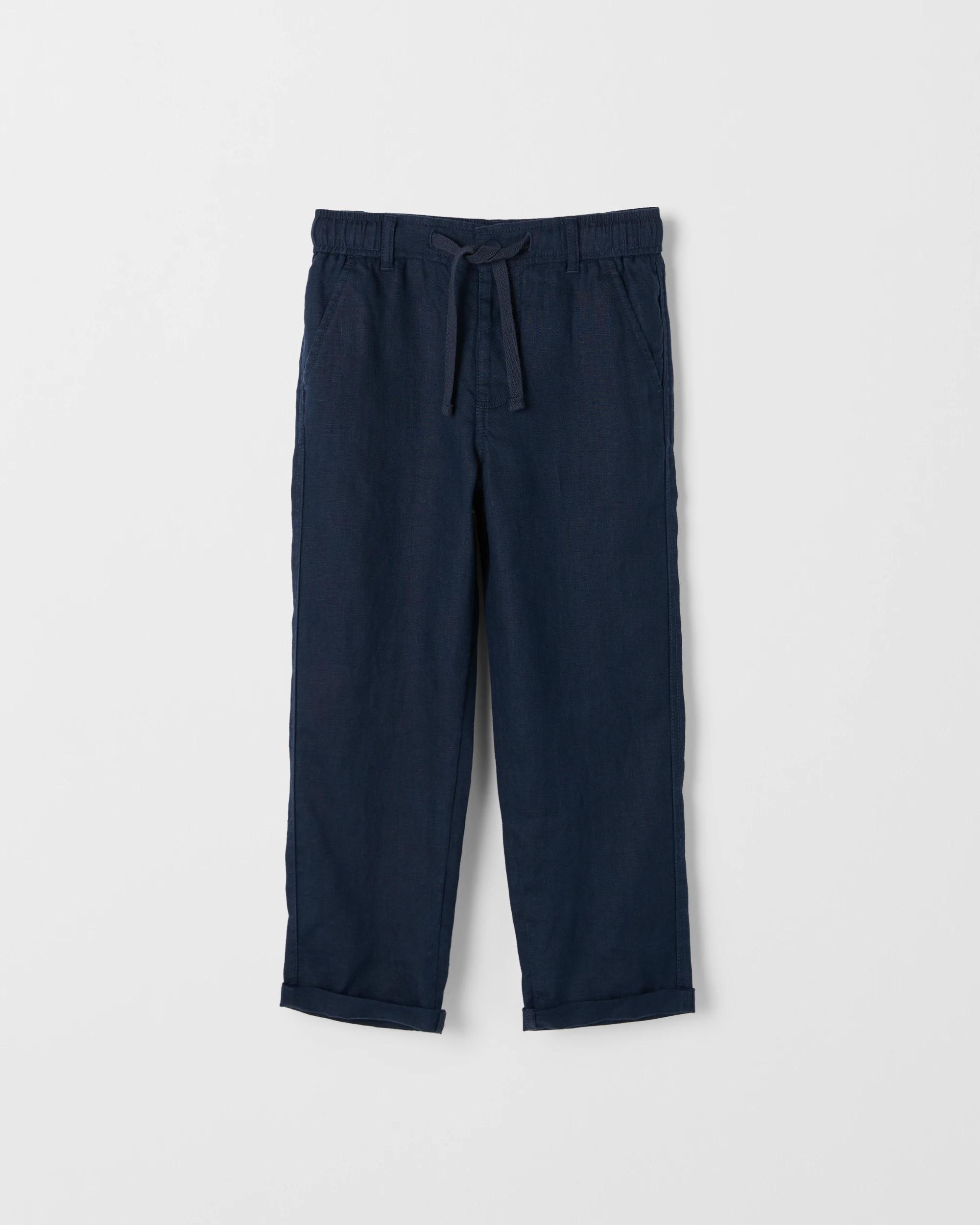 1 Target Kids European Linen Full Length Pants NAVY BLUE, 1 of 2