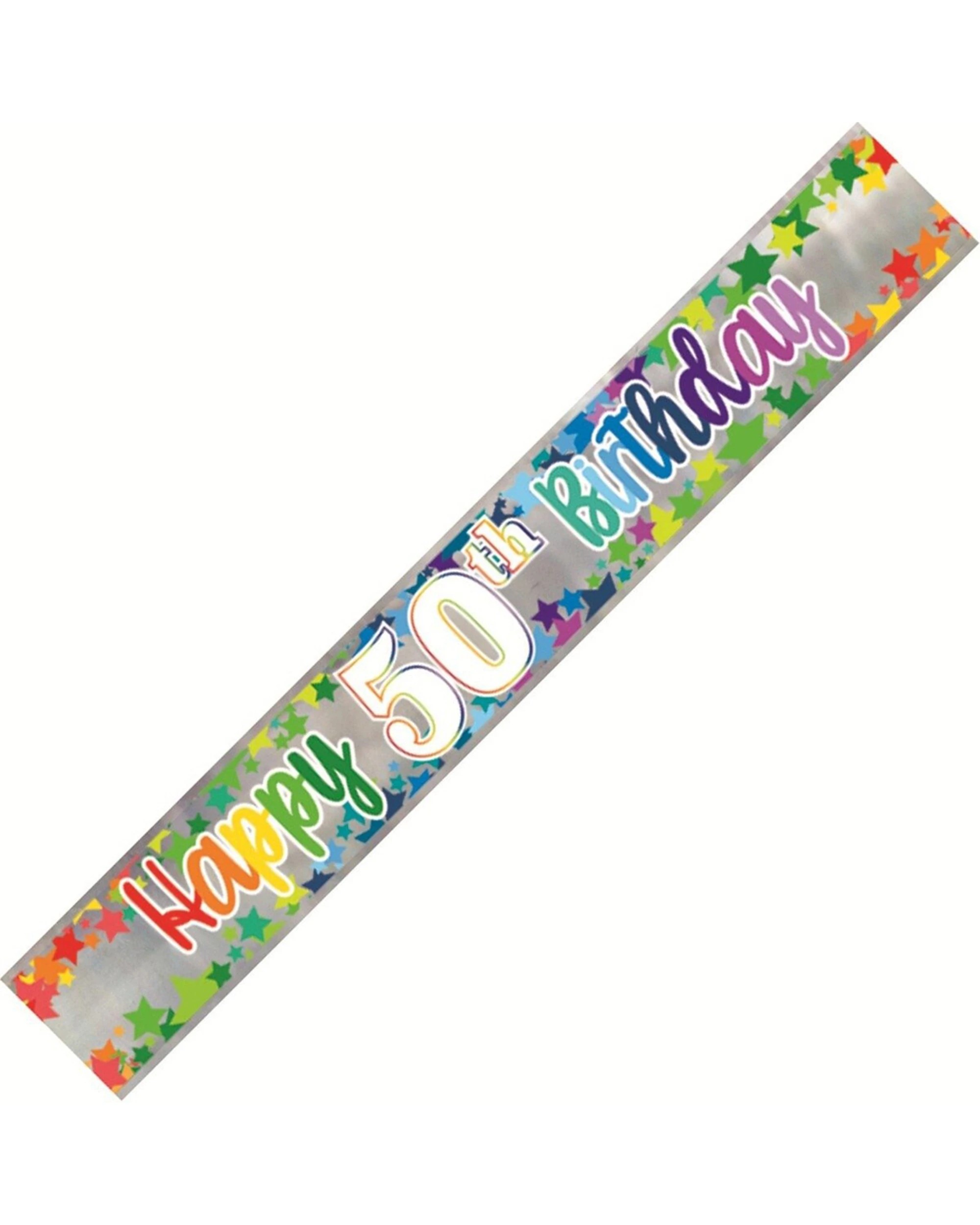 1 Meteor Party Foil Banner Decoration Happy 50th Birthday Rainbow Star 2.7m - Multi, 1 of 1