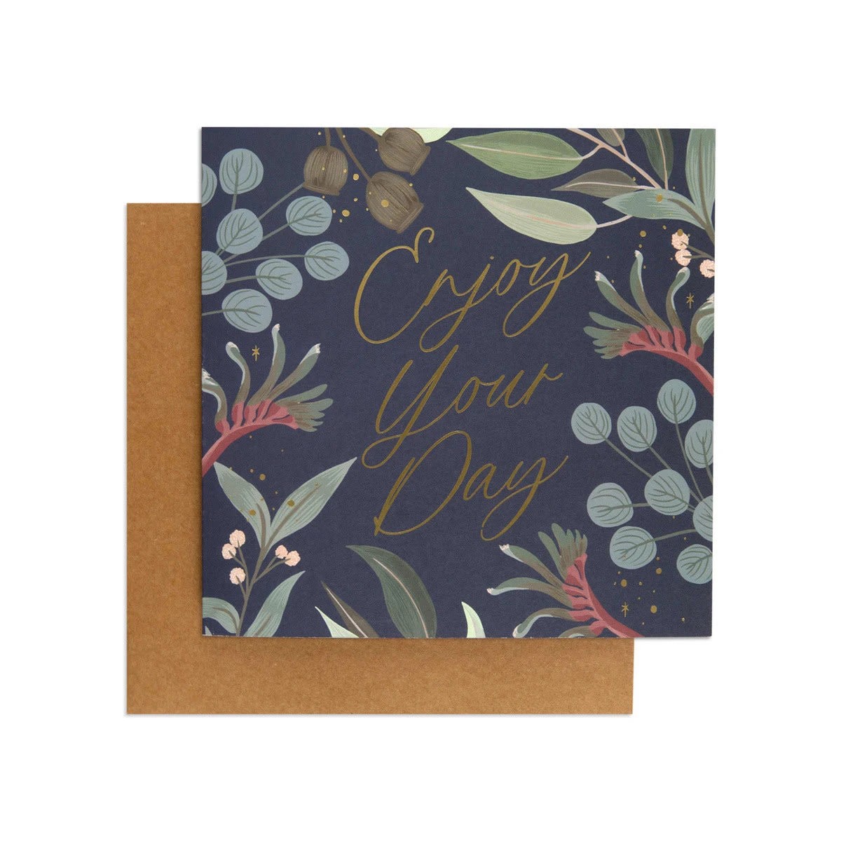 1 Hallmark Birthday Card - Australian Spirit Among The Gum Trees Navy Flora, 1 of 3