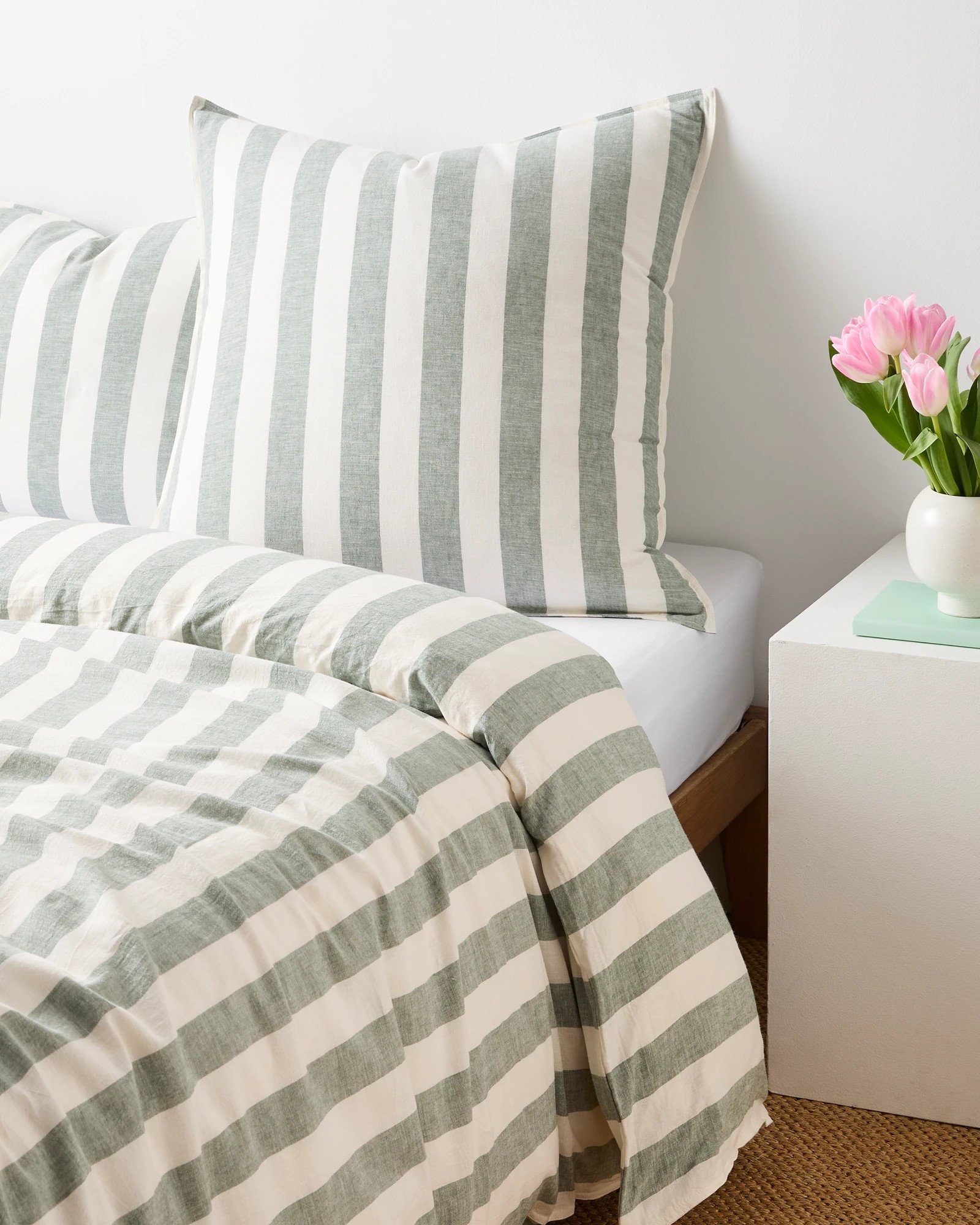 1 Target Reid Stripe Linen/Cotton European Pillowcase - Agave - One Size - Green, 1 of 2