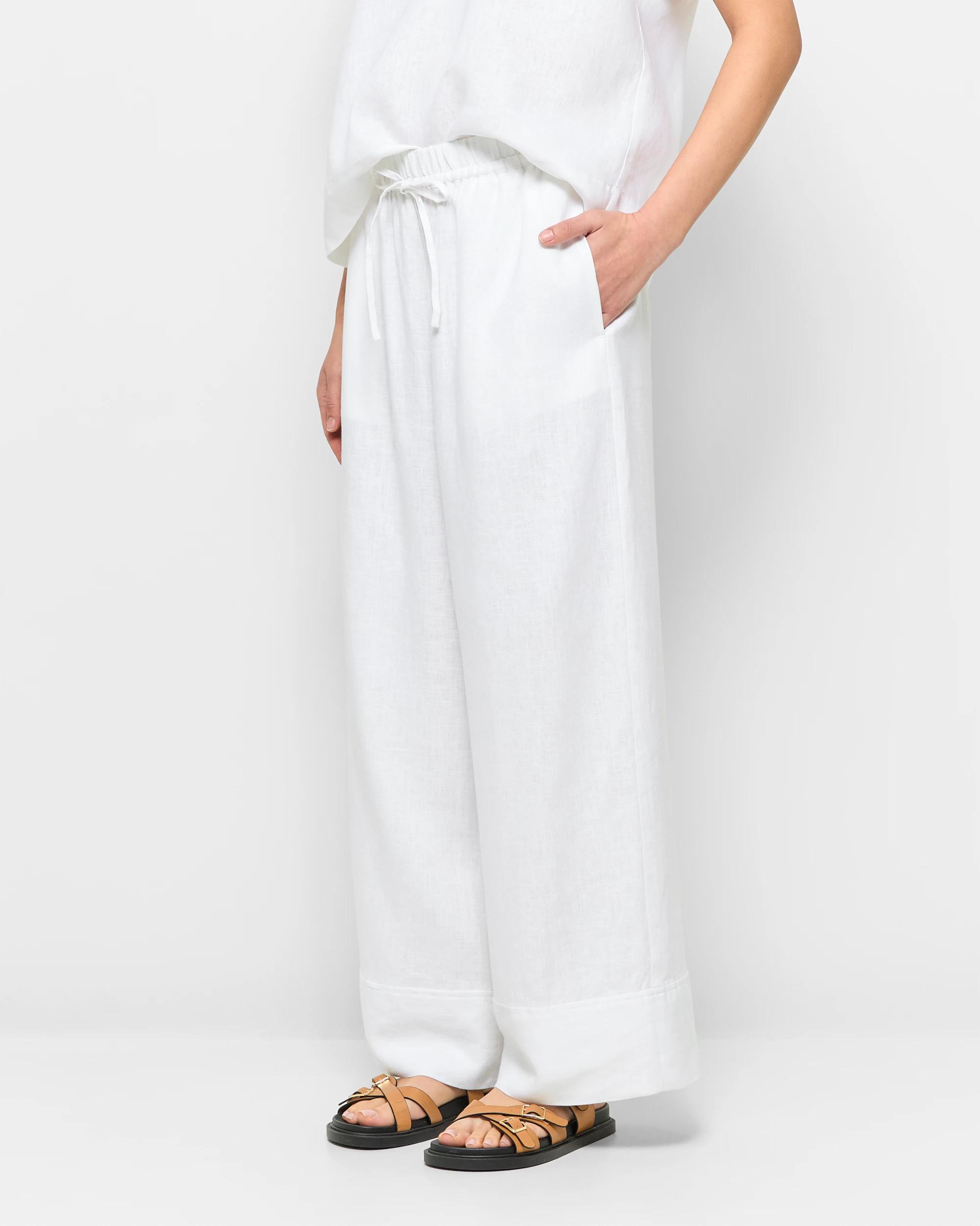 3 Target European Linen Wide Leg Pants WHITE, 3 of 5