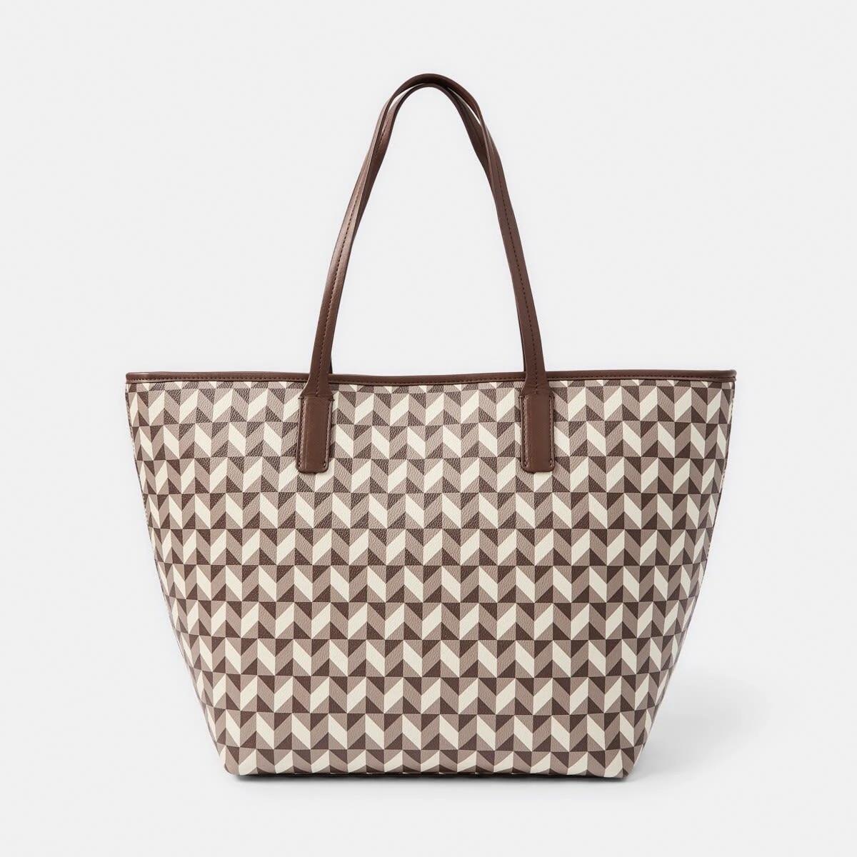 1 PU Geometric Tote Bag GEO MONO, 1 of 6