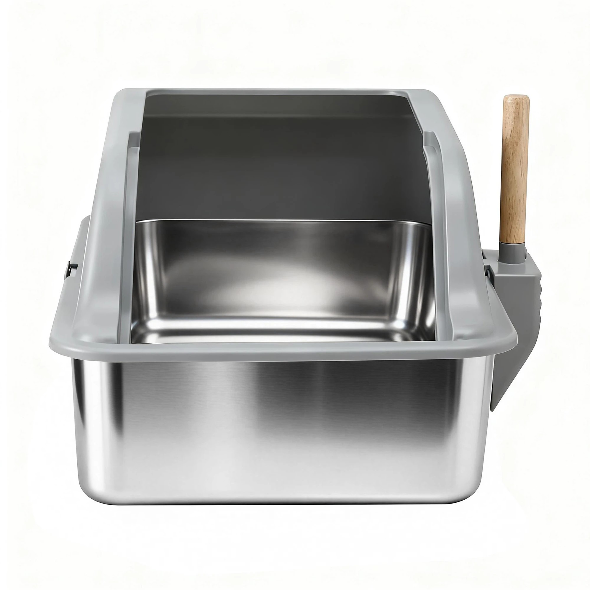 2 i.Pet Cat Litter Box Stainless Steel Large Semi - Silver, 2 of 2