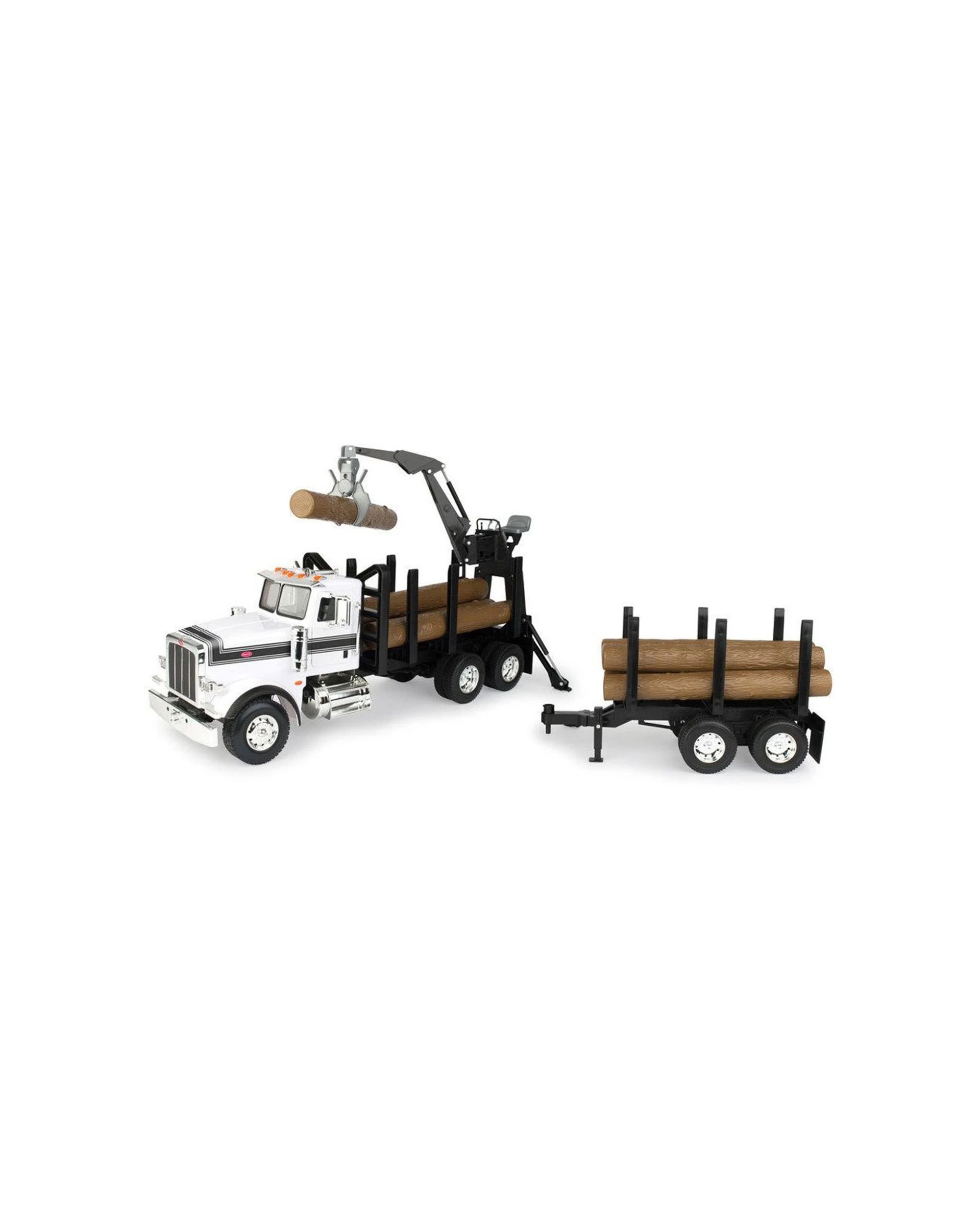 3 Big Farm Peterbilt 1:16 Scale Model 367 Logging Truck with Pup Trailer and Logs, 3 of 7