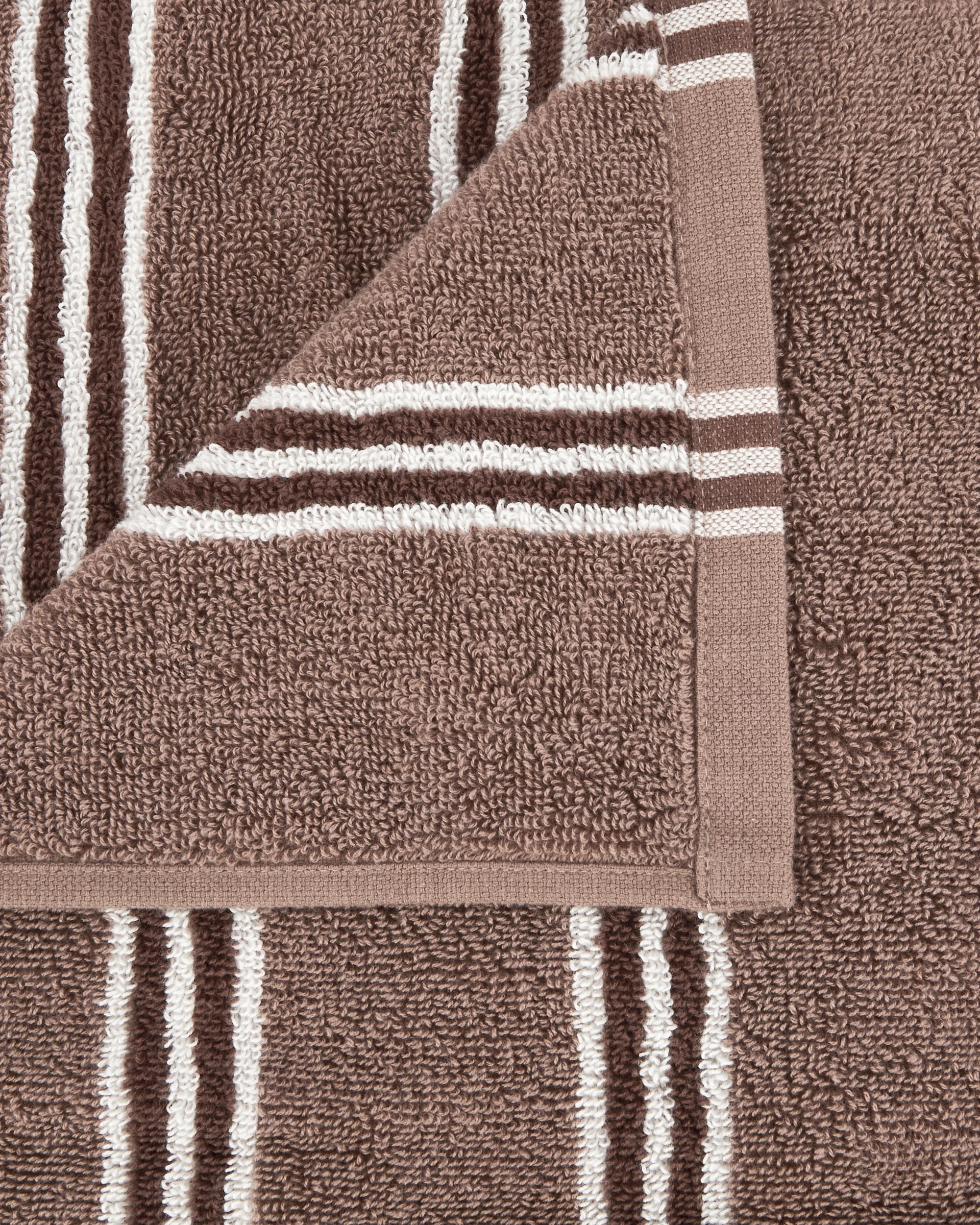 2 Stripe Cotton Bath Towel - Chocolate, 2 of 5