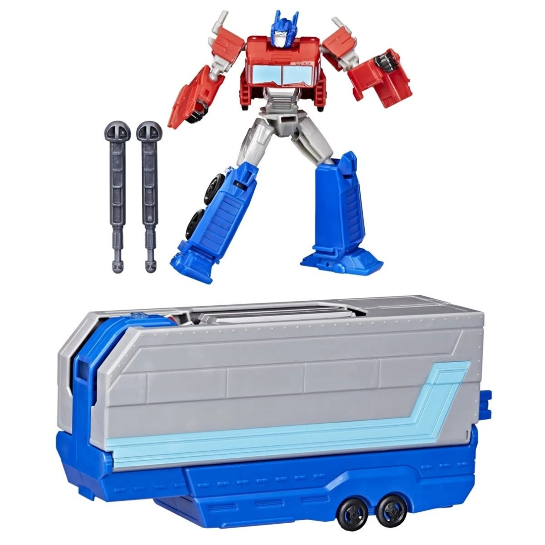 4 13cm Transformers EarthSpark Optimus Prime Battle Trailer Truck to Playset, 4 of 5