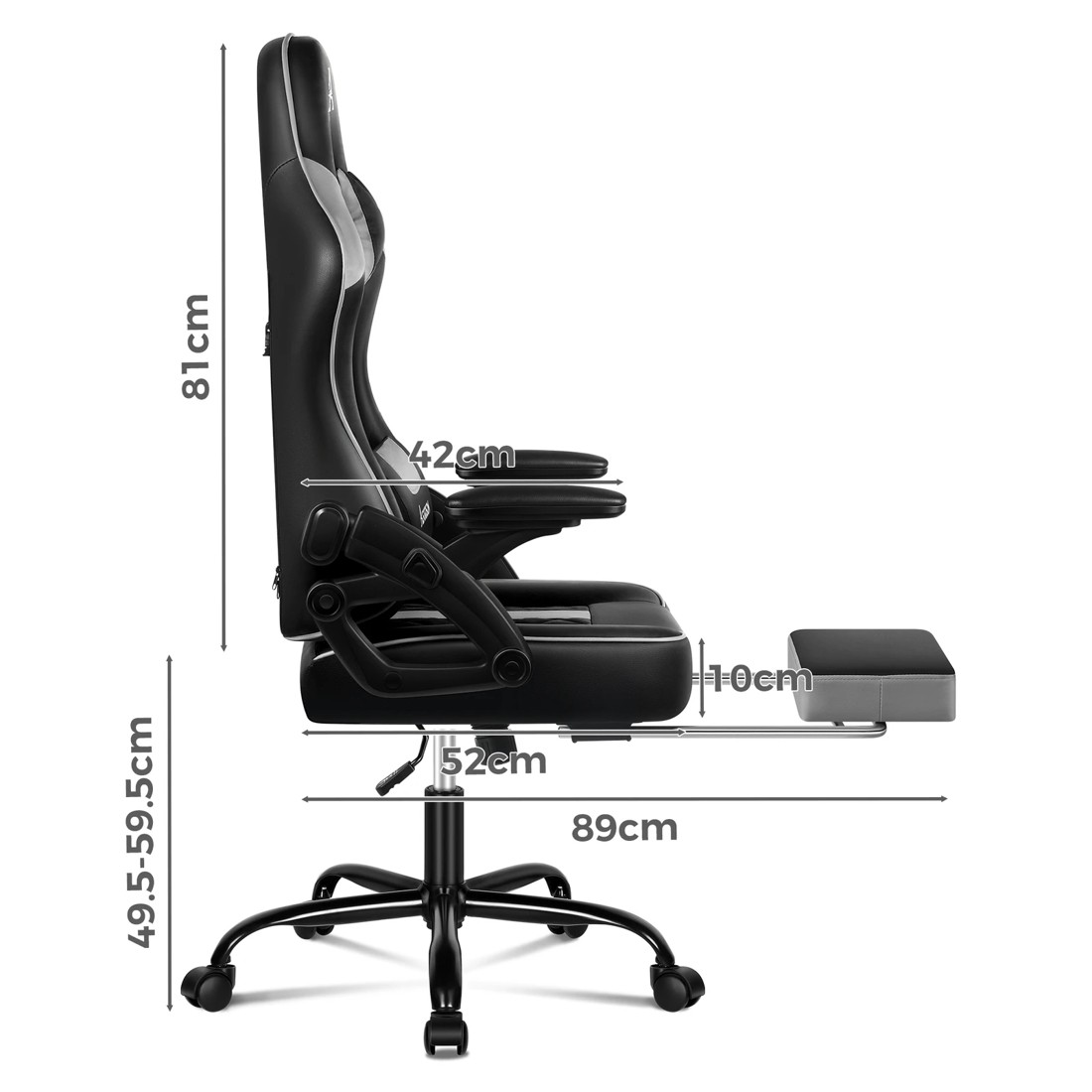 10 Alfordson Gaming Office Chair Massage Computer Footrest Leather - Grey, 10 of 10