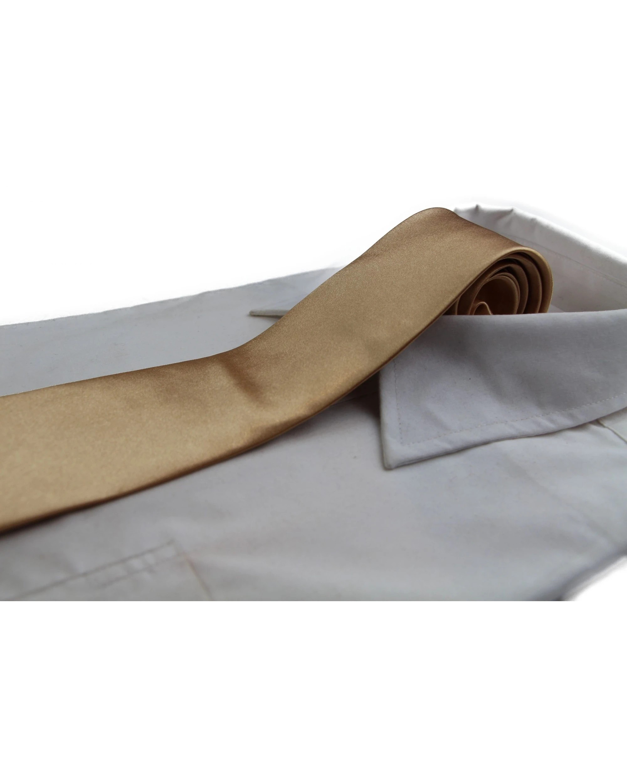 1 Zasel Mens Gold 8cm Plain Neck Tie, 1 of 2