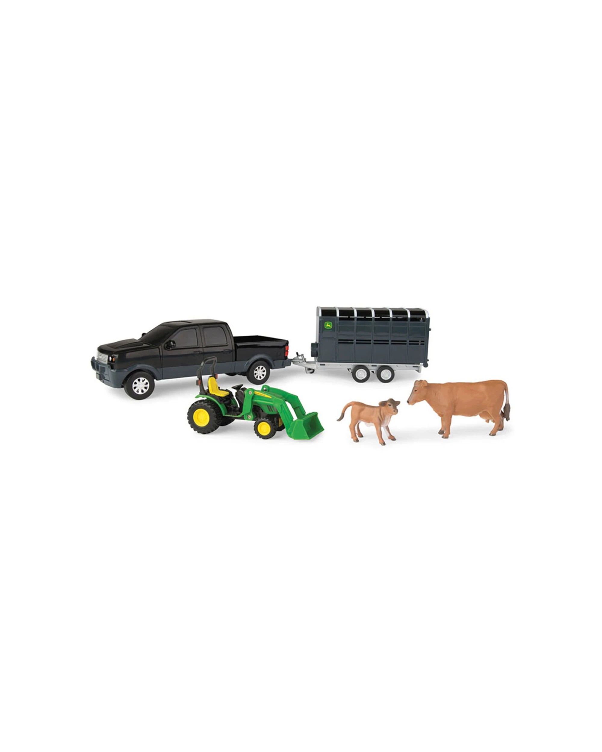 2 John Deere 1:32 Pickup Truck/Ute & Livestock Trailer Set With Animals Kids Toy - Multi, 2 of 4