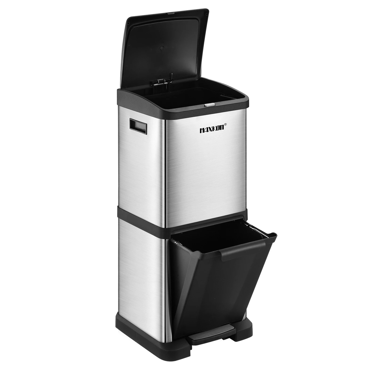 4 Maxkon 34L Rubbish Bin Pedal Dustbin Kitchen Waste Garbage Trash Can Household Stepbin Dual Two Layer Press Top, 4 of 7