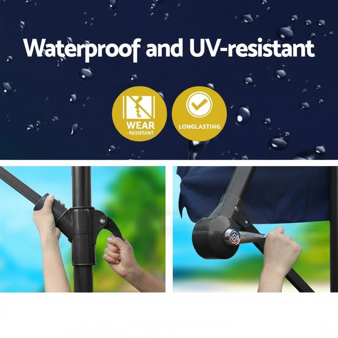 7 Instahut 3m Outdoor Umbrella Cantilever Beach Garden Patio - Blue, 7 of 8